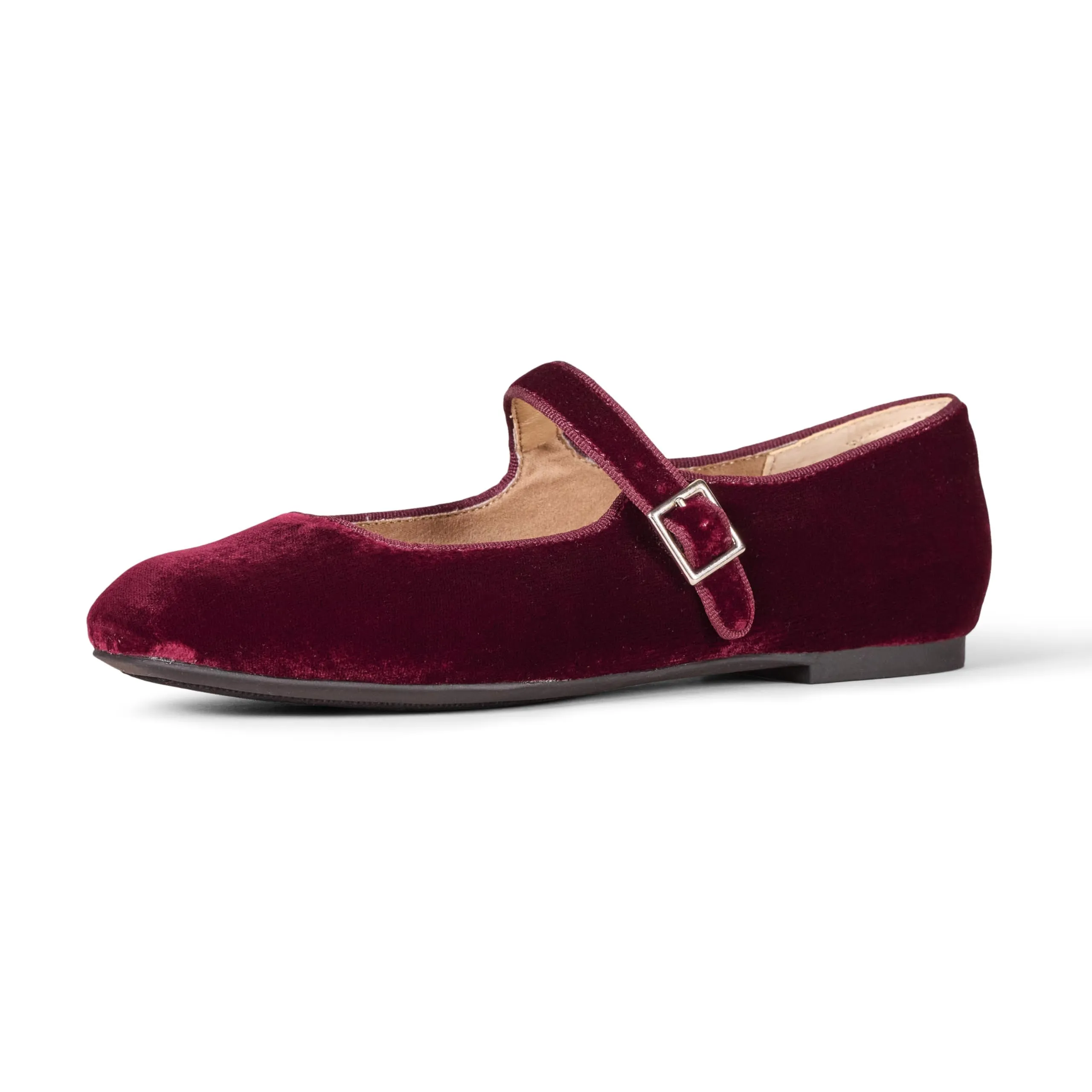 Amazon Essentials Ballerine Mary Jane Donna, Bordeaux Velluto, 38.5 EU