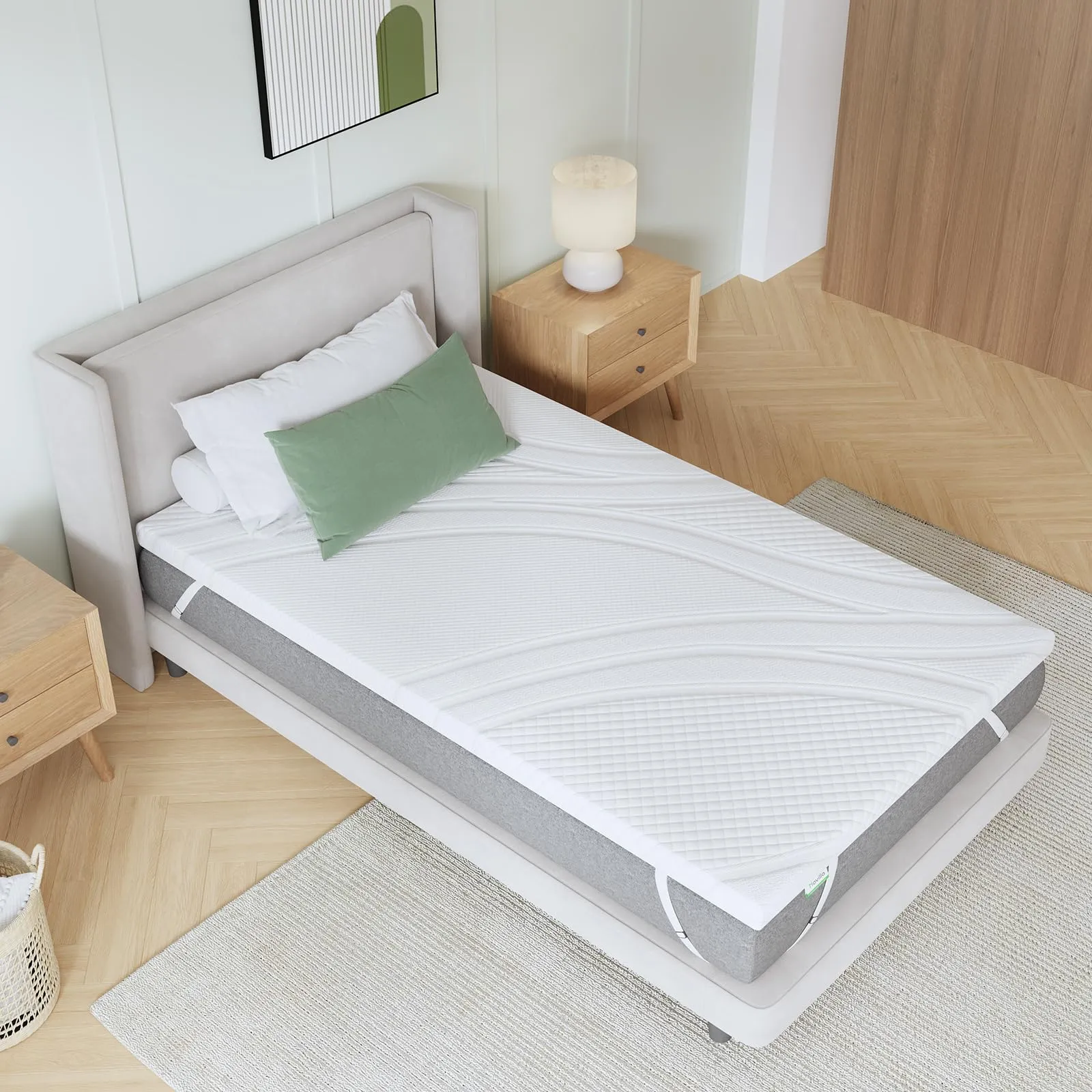 Novilla Topper Singolo Memory Foam 90x190x5cm, Copertura Lavabile