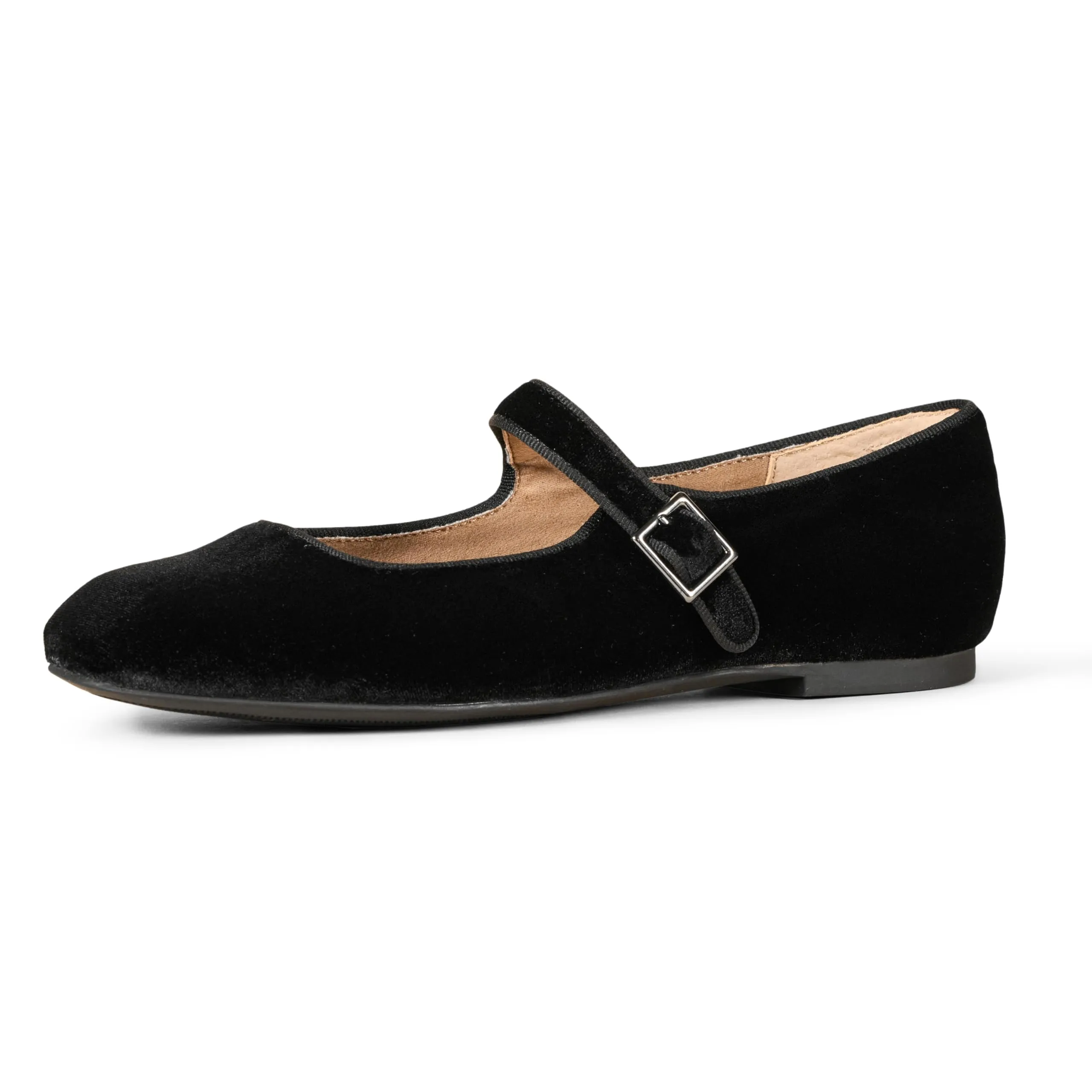 Amazon Essentials Ballerine Mary Jane Donna, Nero Velluto, 44.5 EU