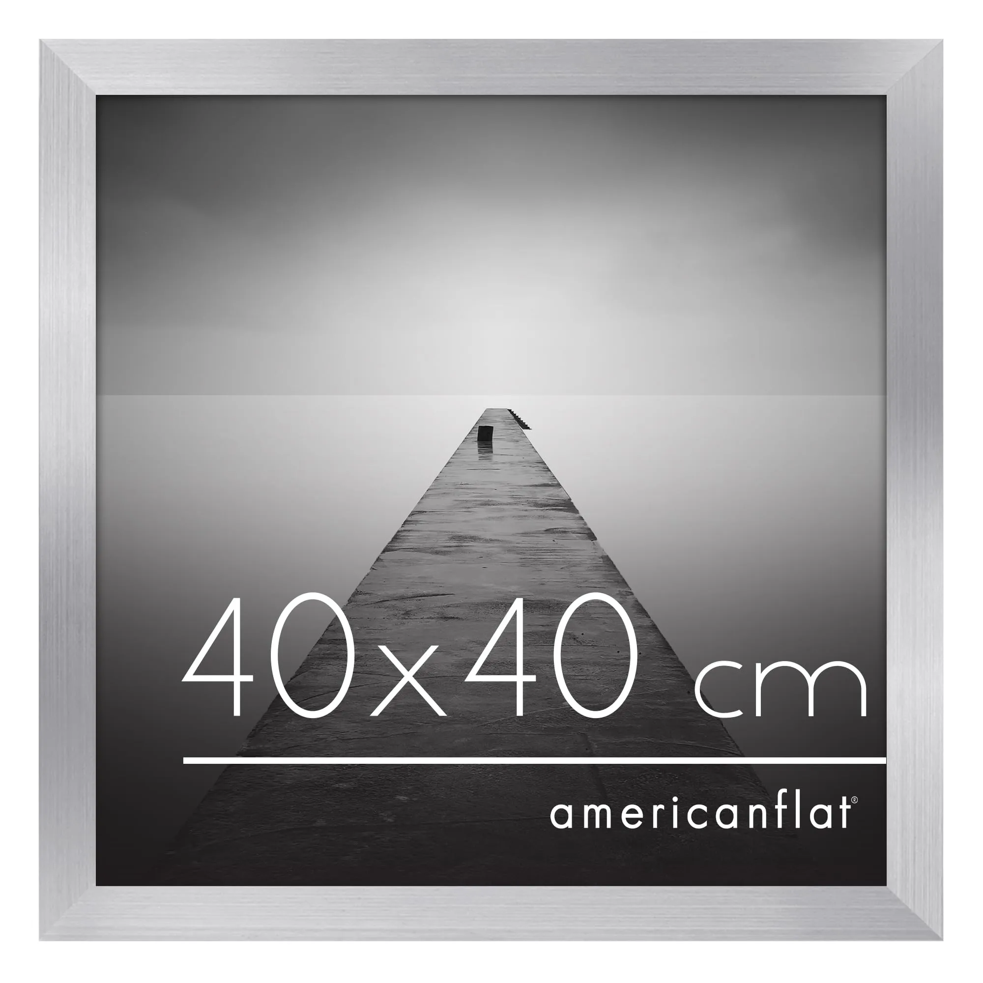 Americanflat Cornice 40x40 cm Argento - Cornice Quadrata in Legno MDF con Pannello Protettivo in Plastica e Ganci Integrati