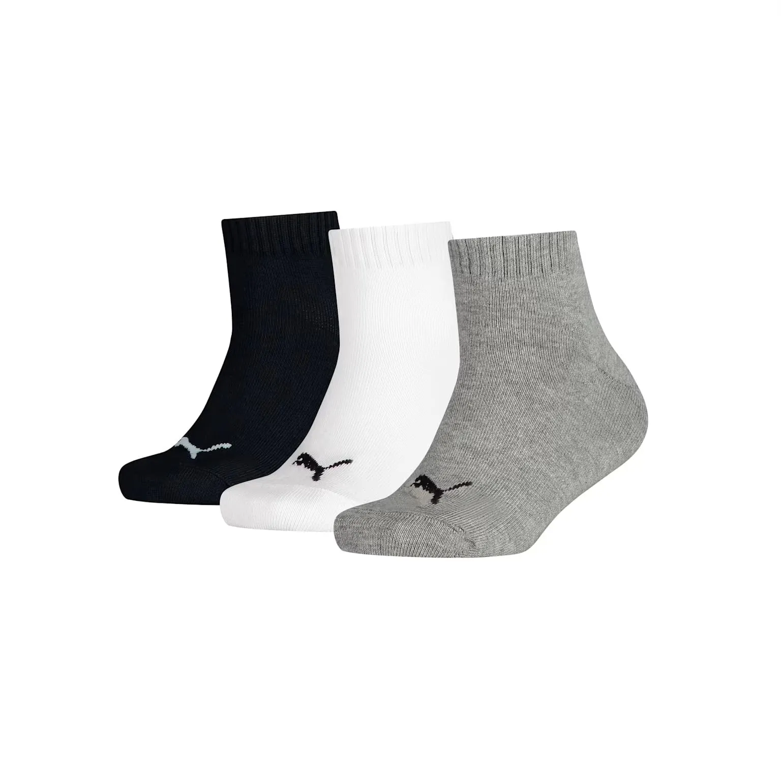 PUMA Quarter 3p, Calzini Unisex - Bambini e ragazzi, Grey/White/Black - New, 27-30
