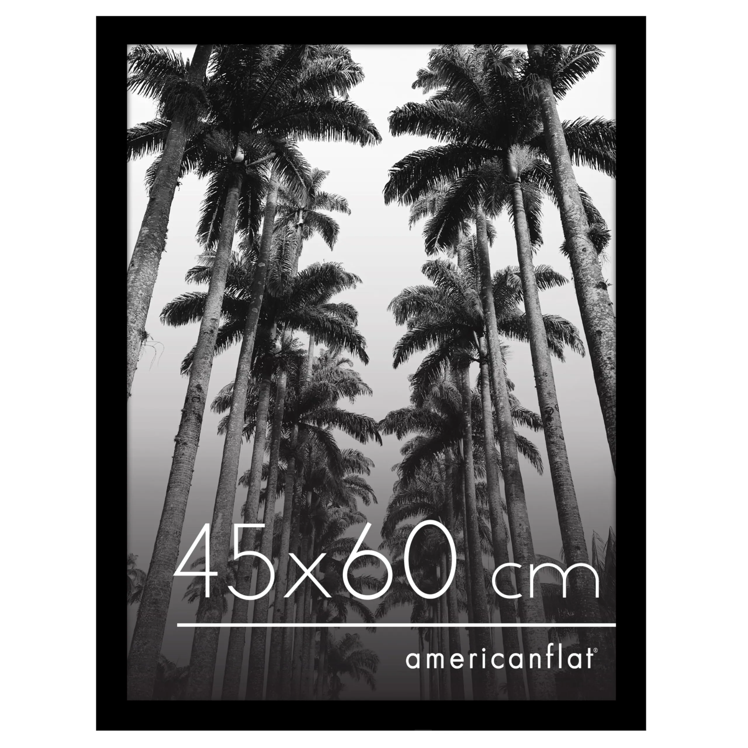 Americanflat Cornice 45x60 cm Nera - Cornice Foto 60x45 cm in Legno MDF con Pannello Protettivo in Plastica e Ganci Integrati