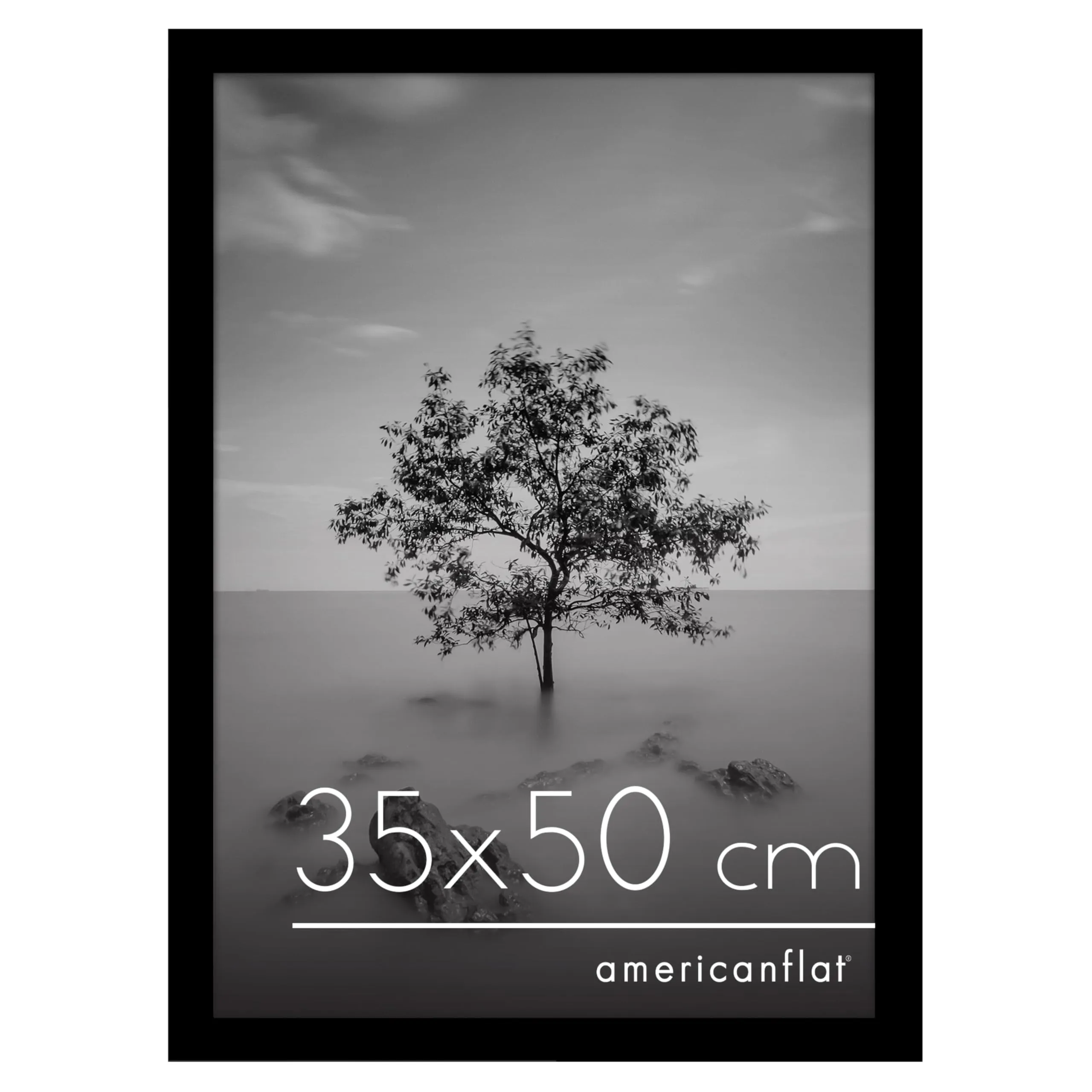 Americanflat Cornice 35x50 cm Nera - Cornice Foto 50x35 cm in Legno MDF con Pannello Protettivo in Plastica e Ganci Integrati