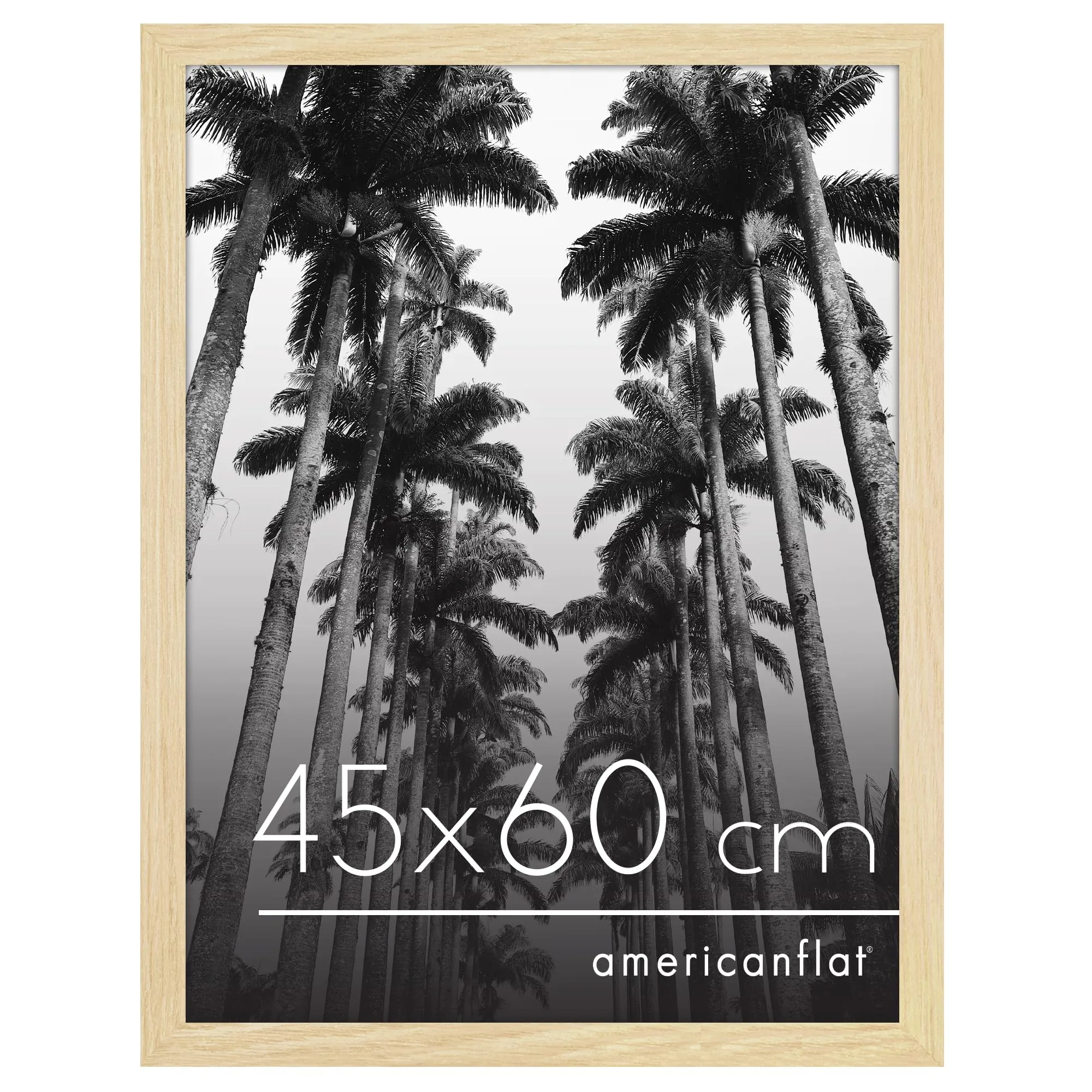 Americanflat Cornice 45x60 cm Effetto Rovere Naturale - Cornice Foto 60x45 cm in Legno MDF con Pannello Protettivo in Plastica e Ganci Integrati