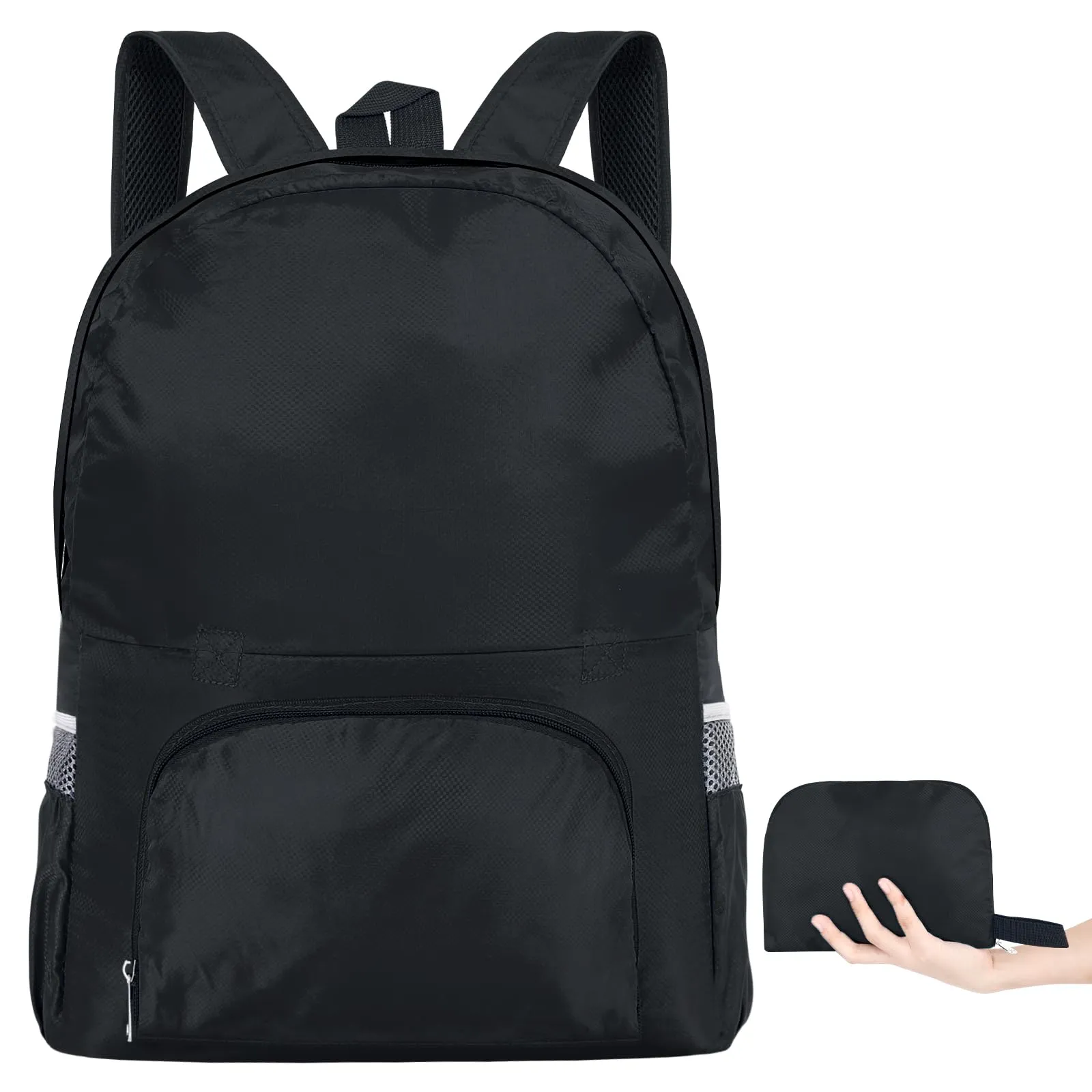 AiQInu Zaino Pieghevole Ultraleggeri, Impermeabile Multifunzione Zaino da Escursionismo Unisex zaino da viaggio Outdoor per Sport Arrampicata Campeggio Viaggio Ciclismo (Nero)