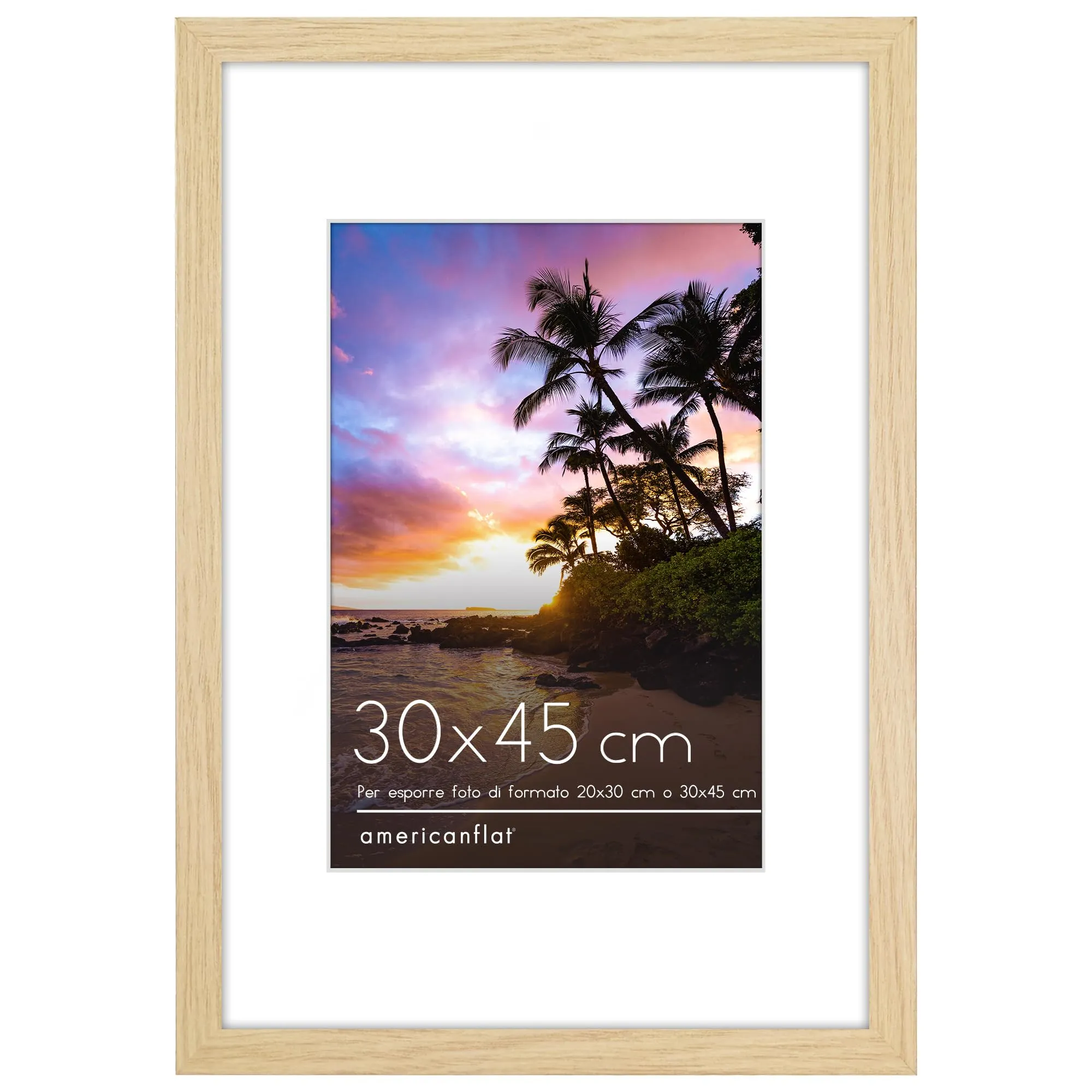 Americanflat Cornice 30x45 cm Rovere Chiaro - Cornice 20x30 cm con Passepartout in Legno MDF