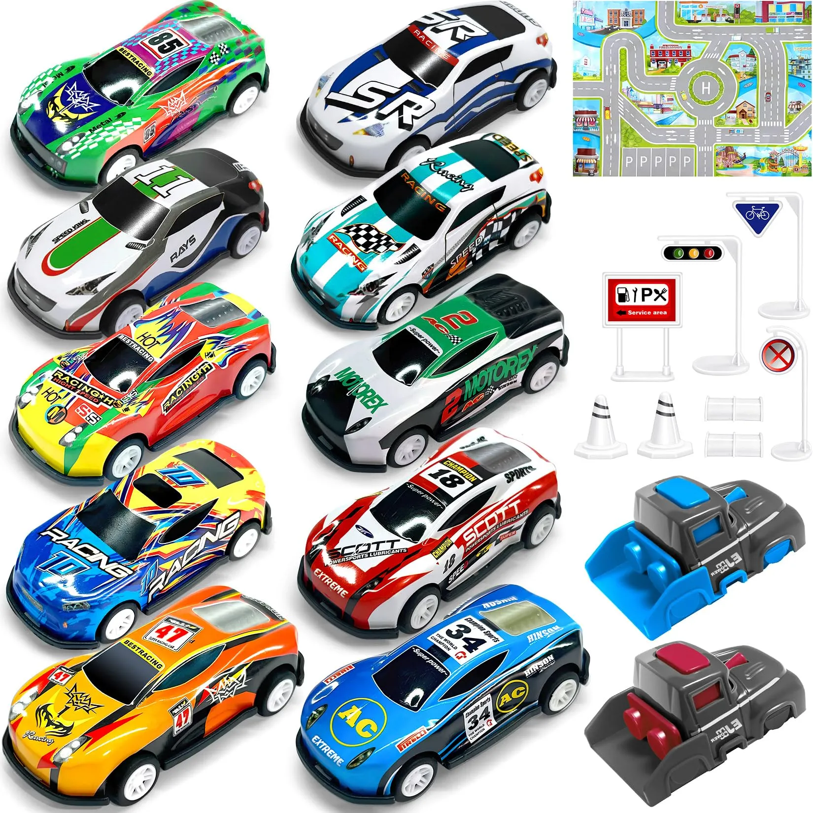 TOYABI 21 Pezzi Macchinine per Bambini Set, Regalo Bambino 5 Anni