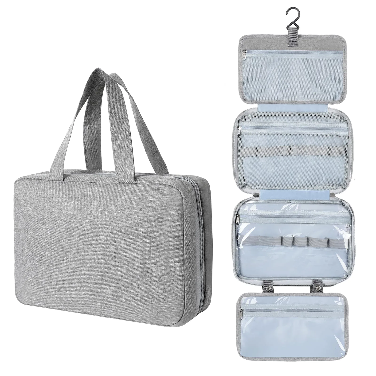 AiQInu Beauty Case da Viaggio, Borsa da toilette da viaggio per Donna Uomo,impermeabile Beauty Case con Gancio per Appendere per Organizzare Oggetti Personali Accessori