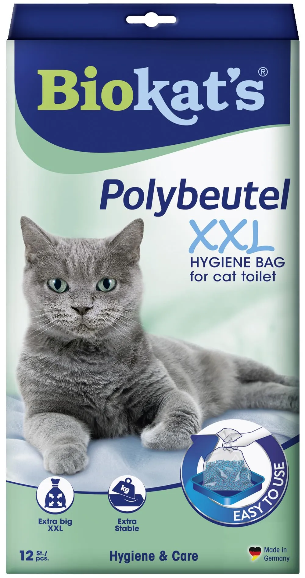 Biokat's Sacchetti in plastica XXL, Sacchetti igienici da disporre nella toilette del gatto per una sostituzione semplice della lettiera, 1 Confezione, 1 x 12 sacchetti