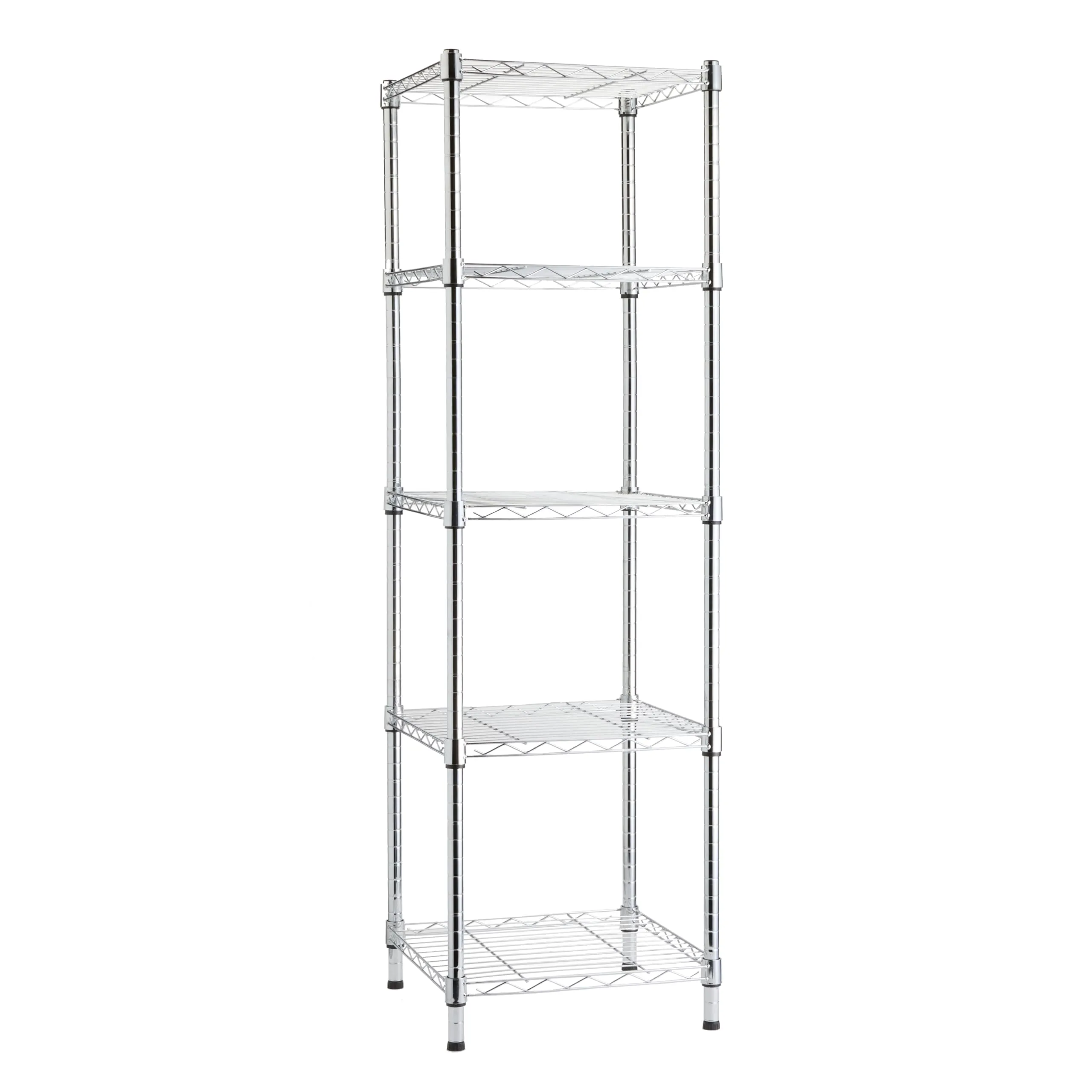Amazon Basics Scaffale a torre regolabile con 5 ripiani, cromato, 40.6 x 40.6 x 137.2 cm (larghezza x profondità x altezza)