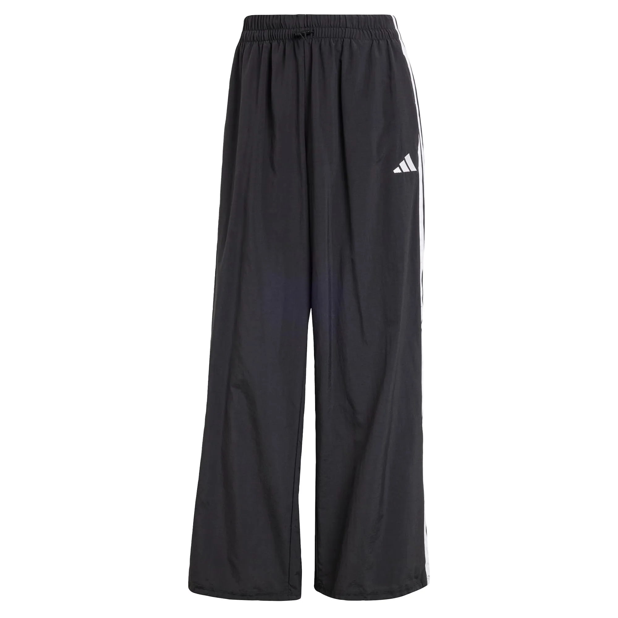 adidas Donna Essentials 3-Stripes Lifestyle Woven Parachute Pants, Black/White, L