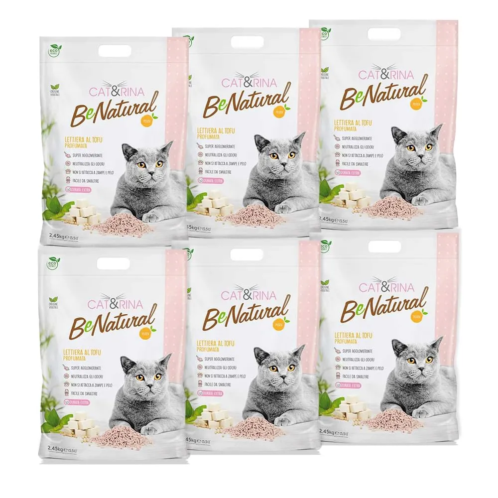 Cat&Rina BeNatural, Lettiera per Gatti al Tofu, 5,5L, 6 pezzi