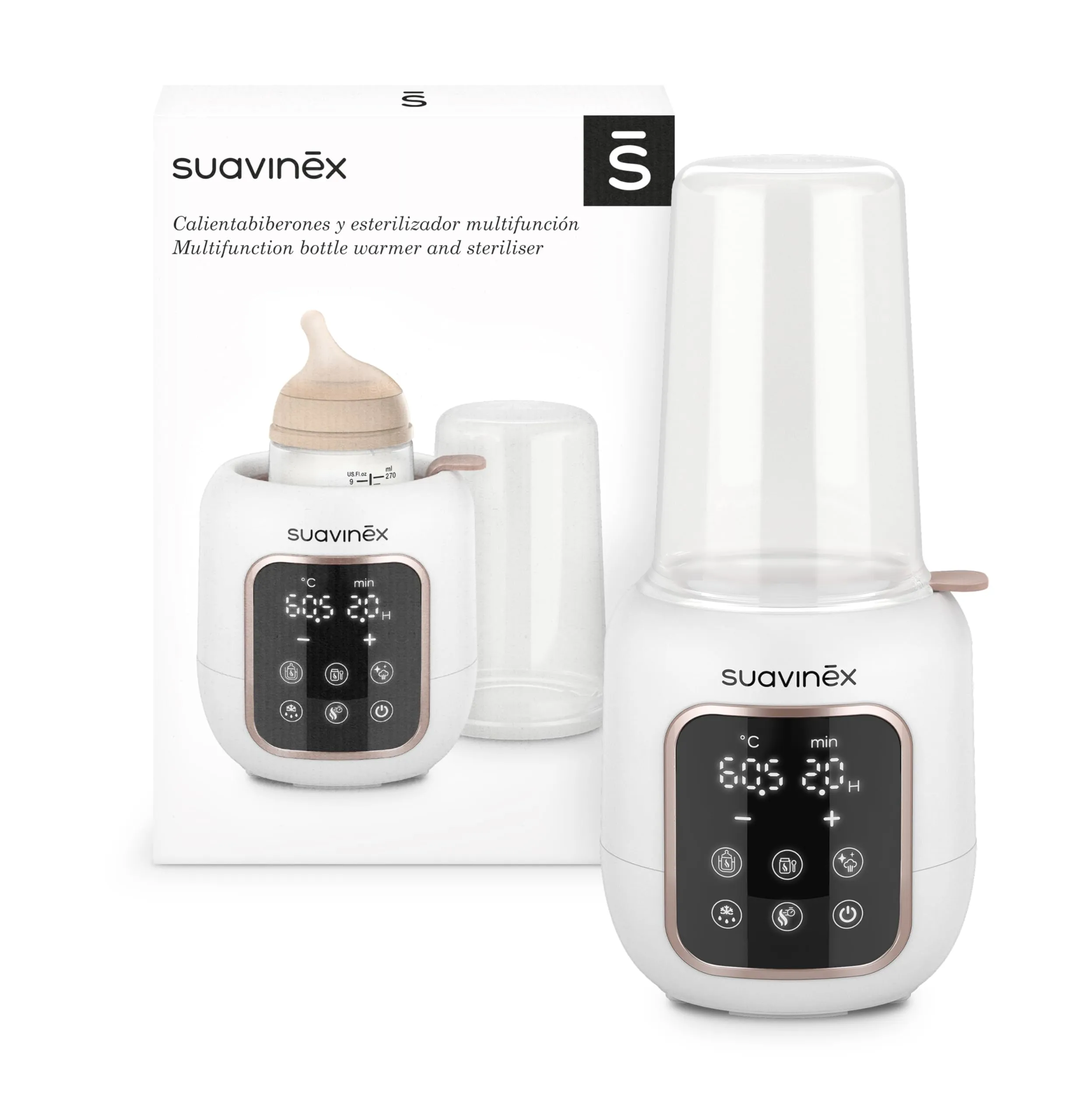 Suavinex Scaldabiberon e Sterilizzatore 2 in 1, per ciucci e biberon, pappe