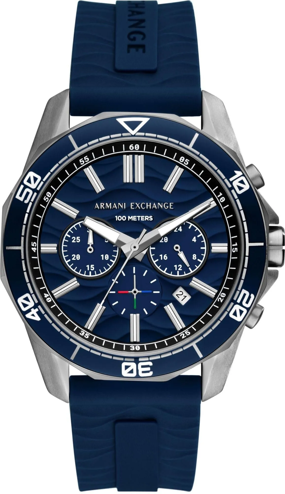 Armani Exchange Orologio per uomo, movimento cronografo al quarzo e cassa da 44 mm con cinturino in silicone