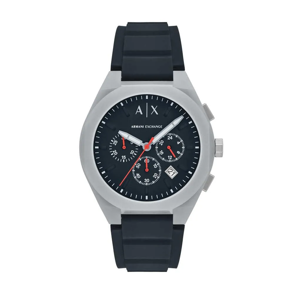 Armani Exchange Orologio per uomo, movimento cronografo al quarzo e cassa da 44 mm con cinturino in silicone