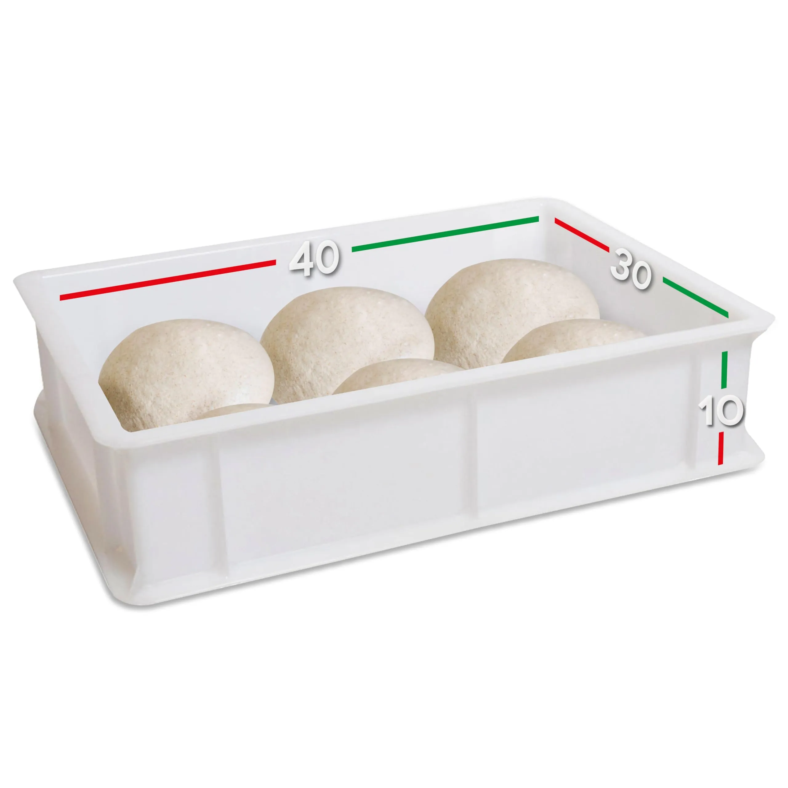 LUNEDA 1 Vaschetta per Lievitazione Impasto, Cassetta Contenitore in Plastica Polietilene Porta Impasto Pizza, Pane Sovrapponibile 12 Litri Made in Italy - 30 x 40 x 10 cm (solo vaschetta)