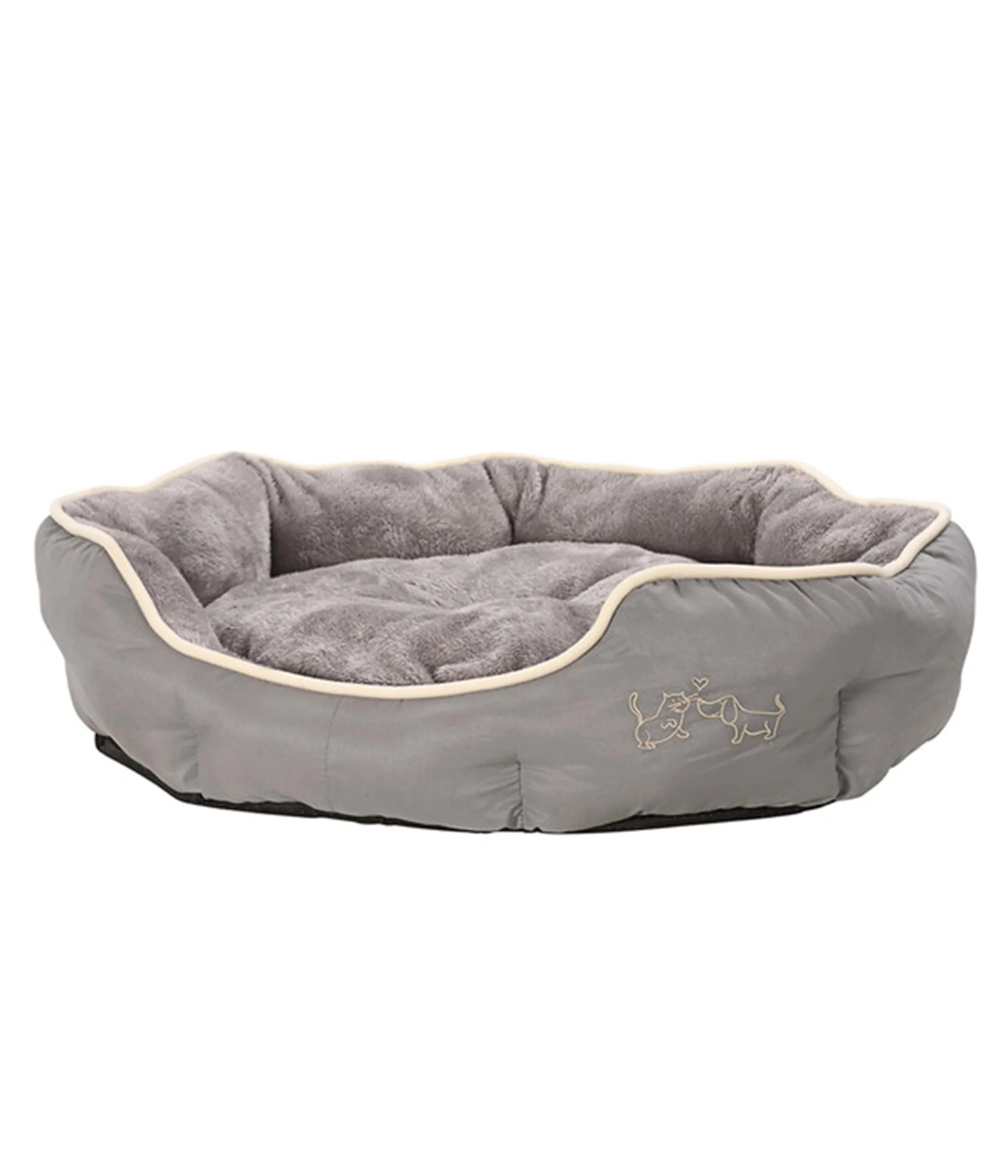 Dehner Cuccia per cani e gatti Sammy, ovale, ca. 57 x 52 x 14 cm, poliestere, grigio