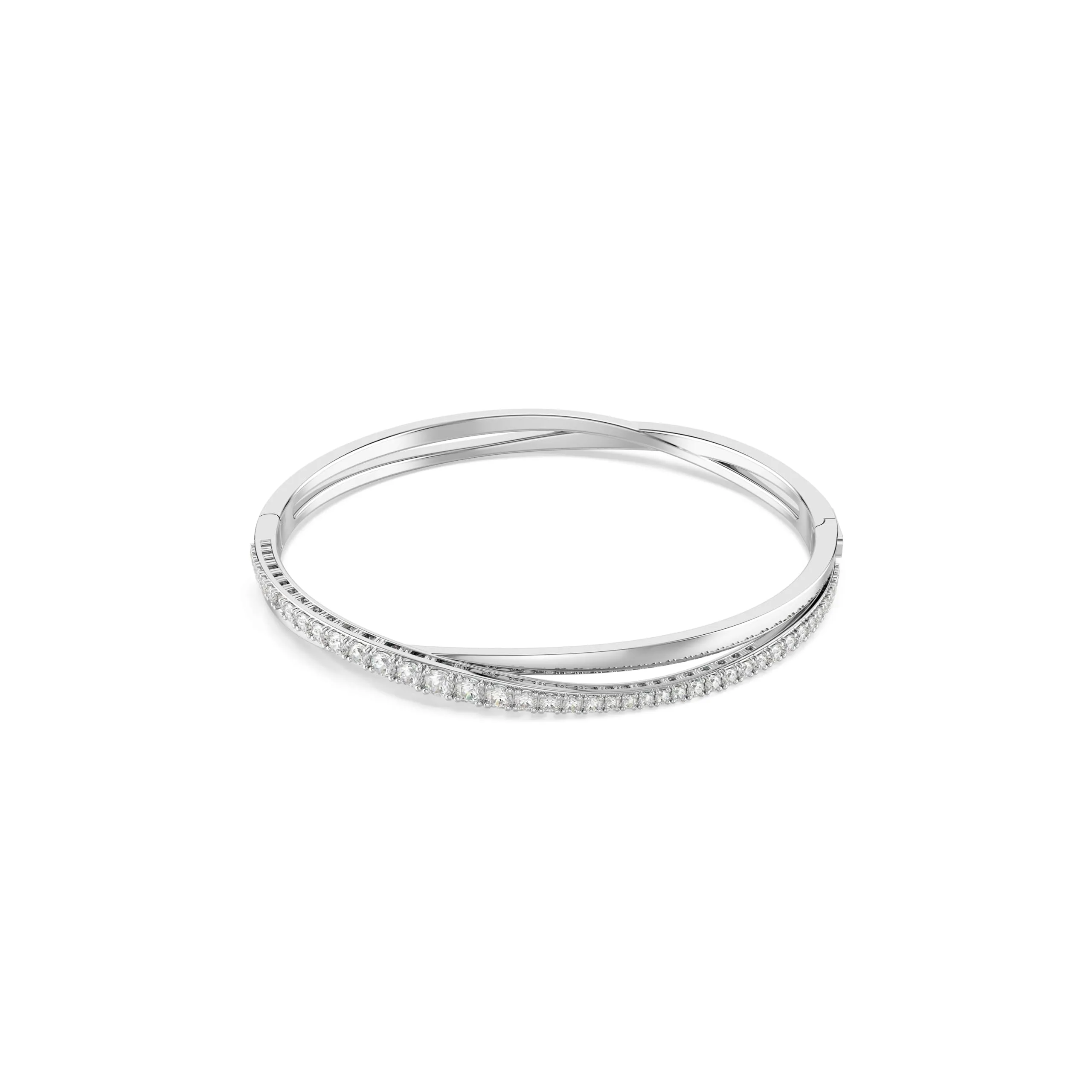 Swarovski Bracciale rigido Twist, Bianco, Placcato rodio