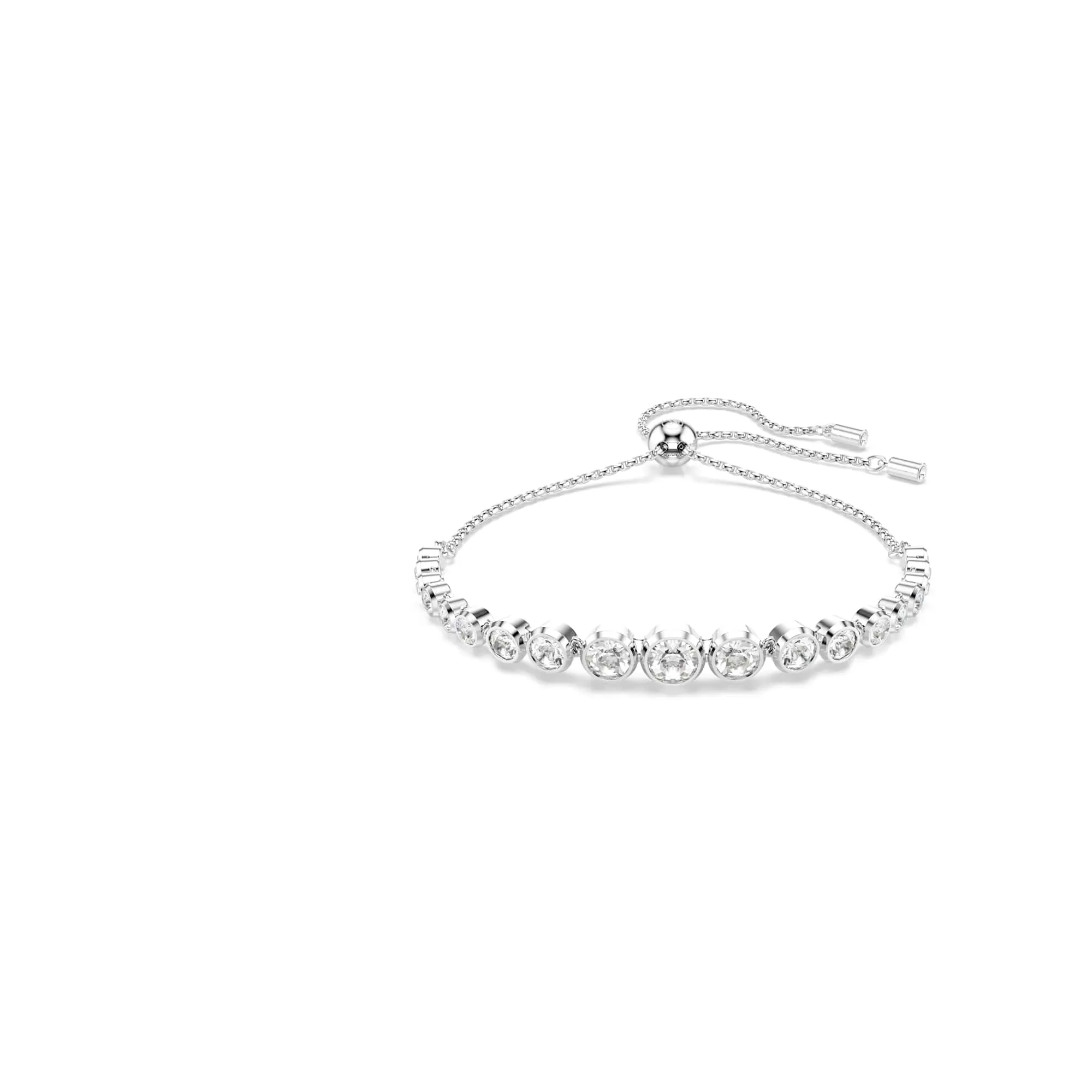 Swarovski Imber Bracciale Tennis, Gioiello con Cristalli Cry Bianchi, Tagli Arrotondati Misti, Montatura a Castone, Chiusura Scorrevole, Placcatura in Tonalità Rodio, 24 x 0,6 cm