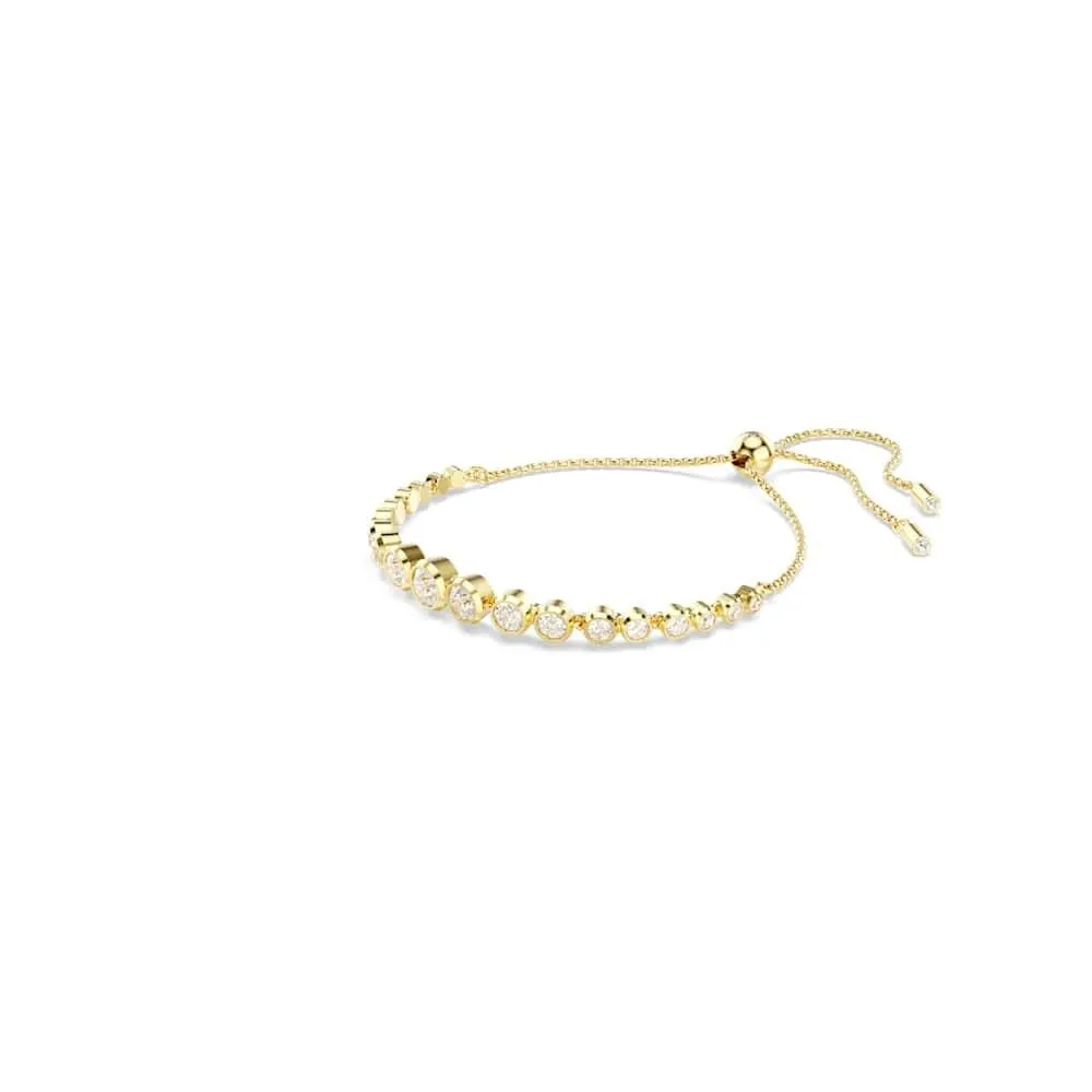 Swarovski Imber Bracciale Tennis, Gioiello con Cristalli Cry Bianchi, Tagli Arrotondati Misti, Montatura a Castone, Chiusura Scorrevole, Placcatura in Tonalità Oro, 24 x 0,6 cm