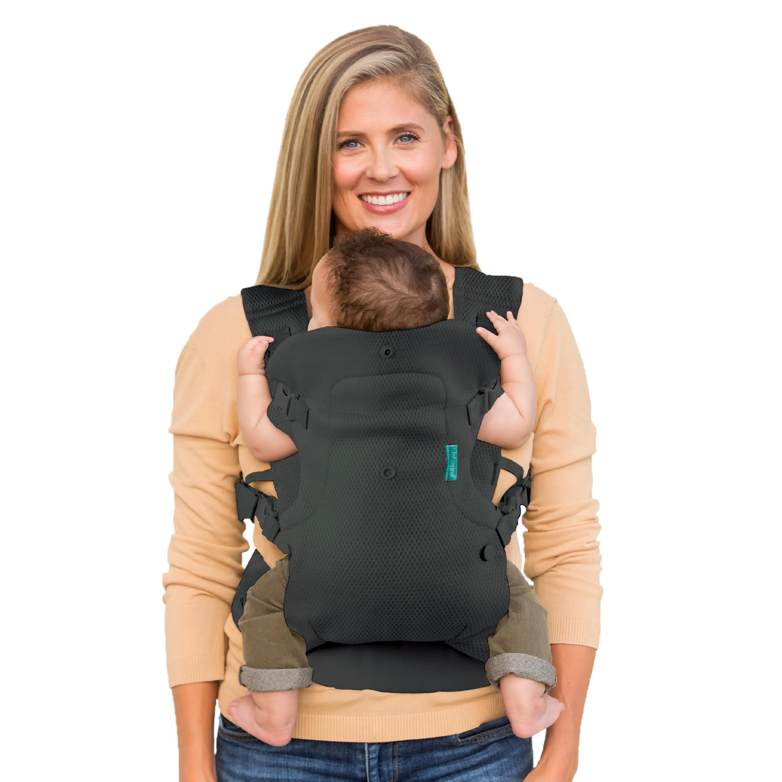 Infantino Marsupio Flip Convertibile 4-in-1 Light & Airy, Cintura e Cinghie Regolabili, Ergonomico e Comodo, Facile da Pulire, per Neonati e Bambini Piccoli da 3,6 a 14,5 kg, Grigio Oscuro