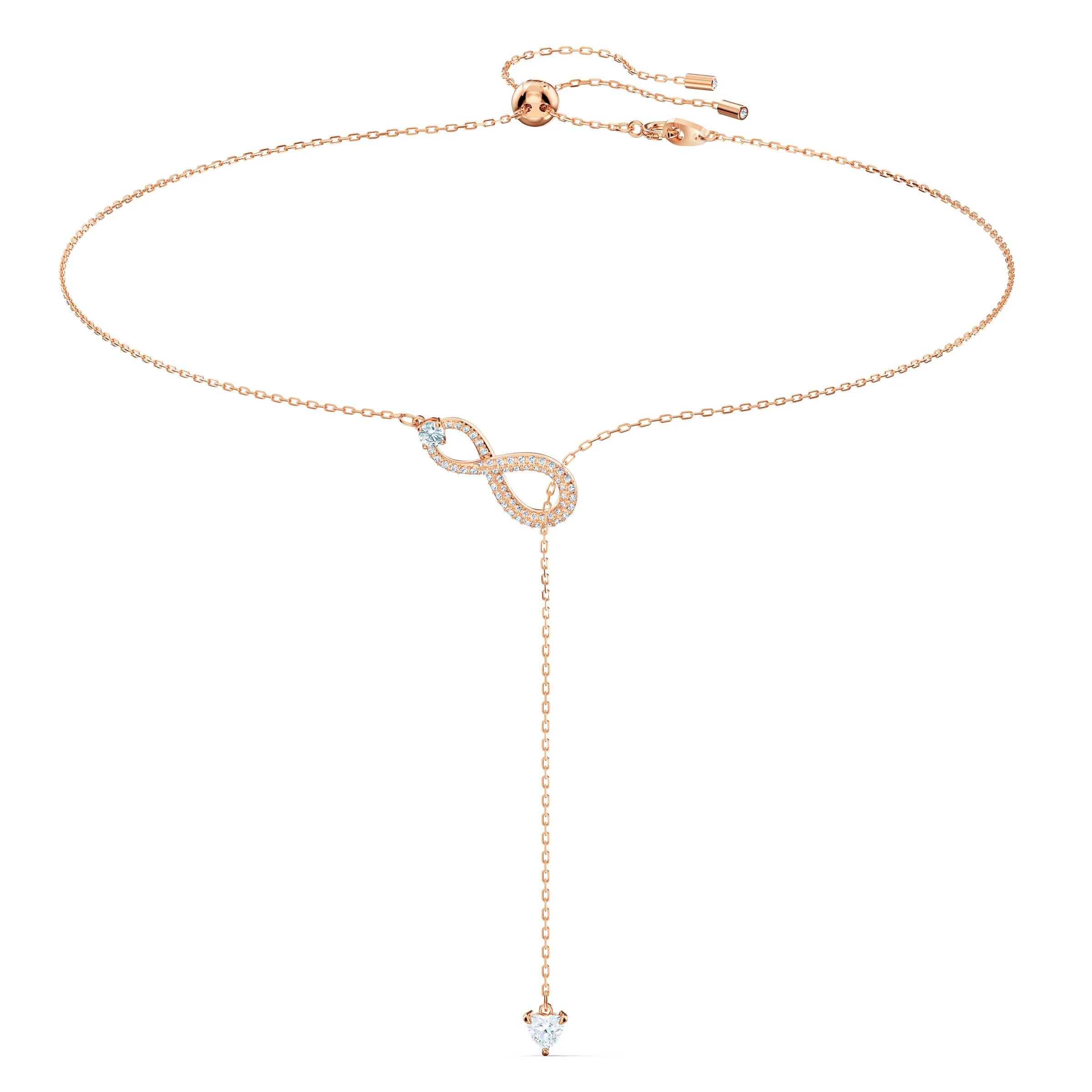 Swarovski Collana a Y Swarovski Infinity, Infinito, Bianco, Placcato color oro rosa