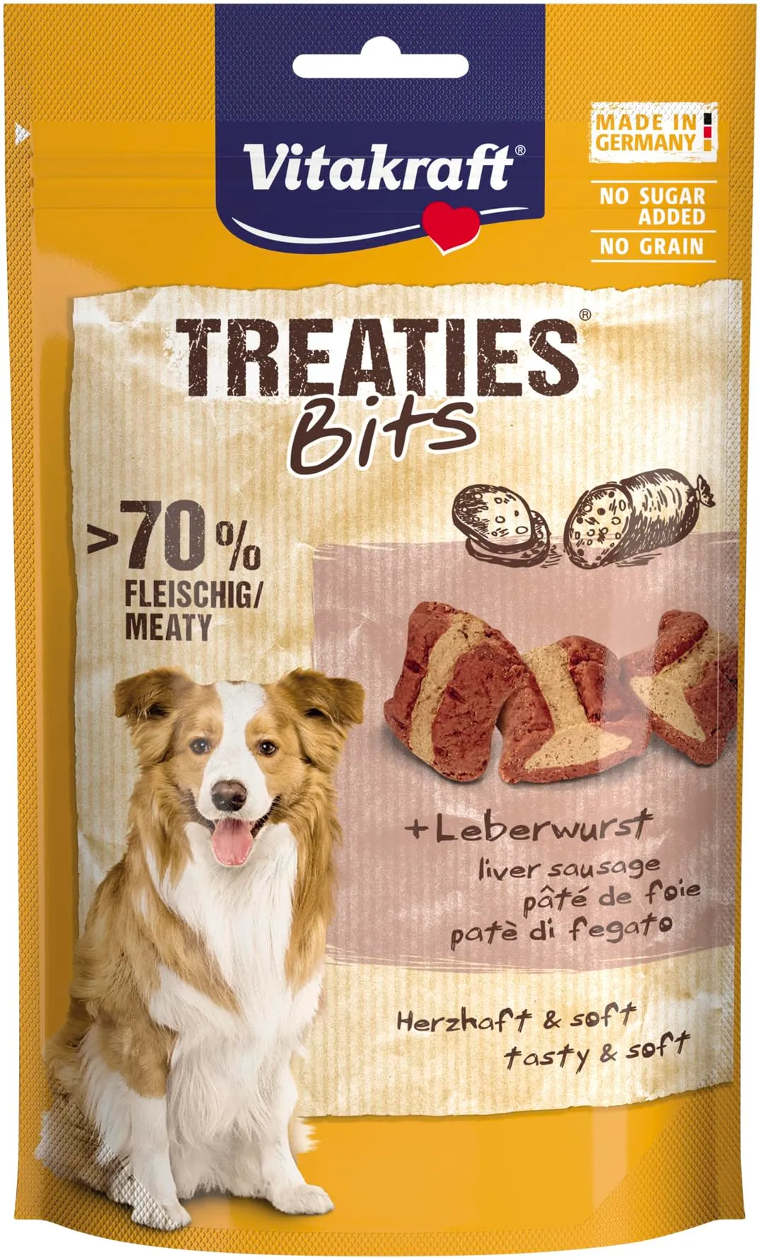 Vitakraft Treaties Bits, snack cani, ripieni salsiccia di fegato (1 x 120g)