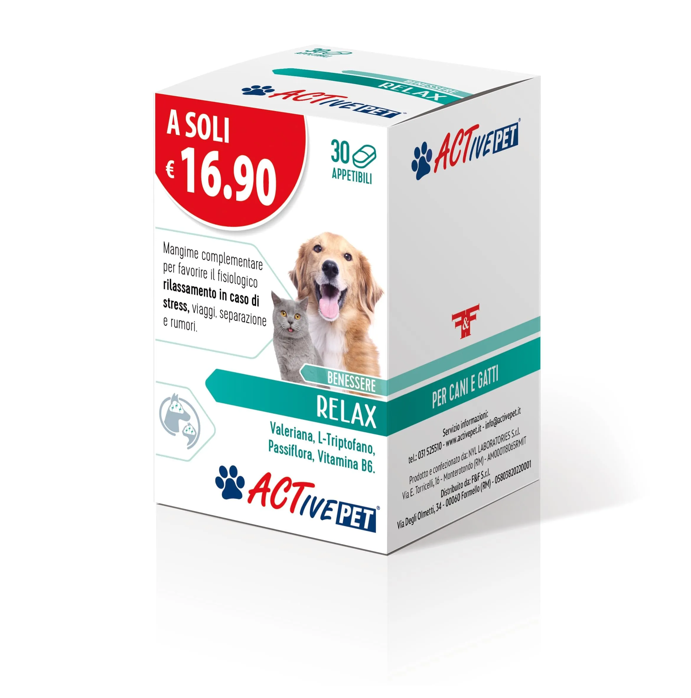 Active Pet Relax, Mangime Complementare, Cani e Gatti, 30 Compresse