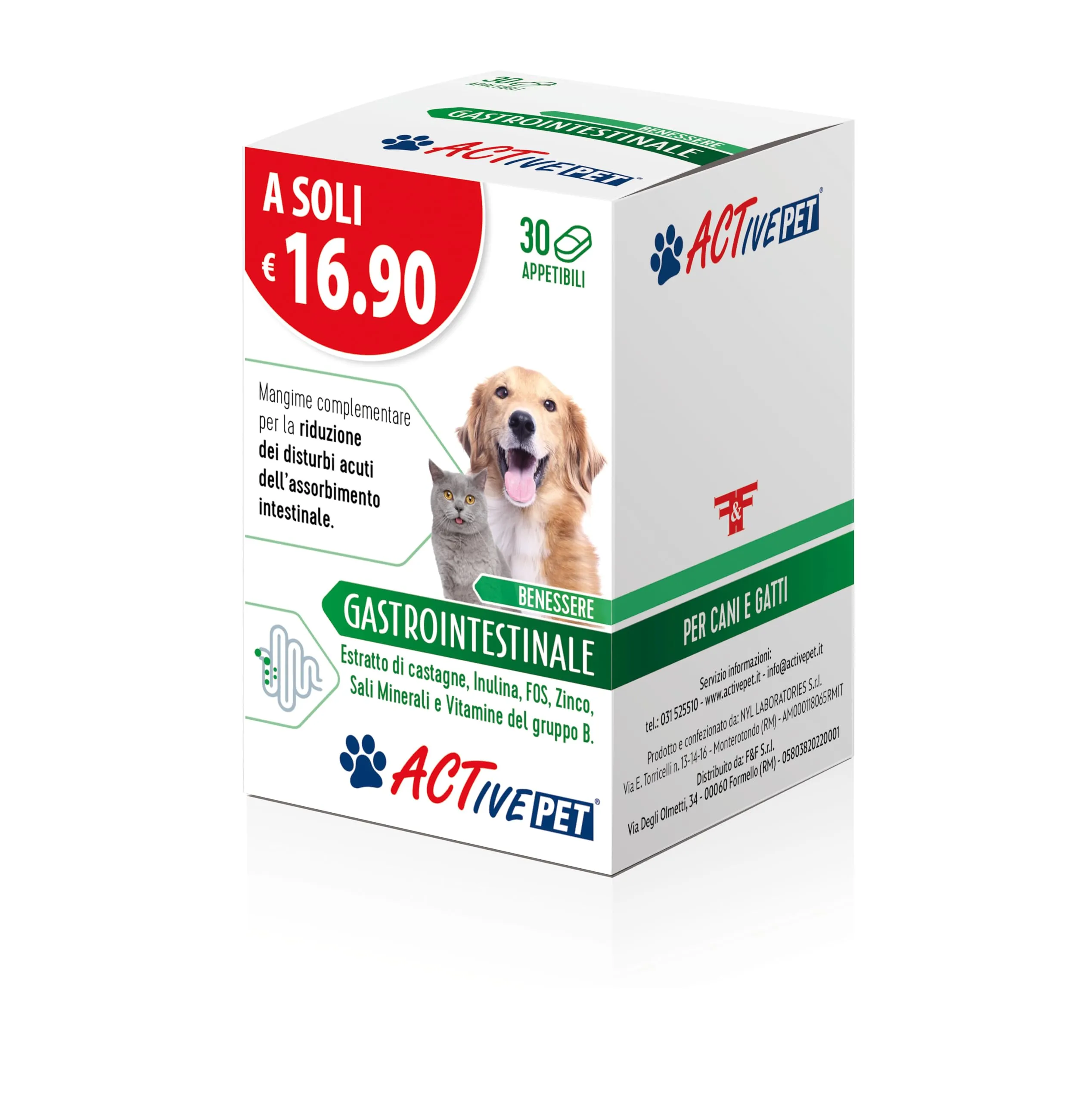 Active Pet Gastrointestinale, Mangime Complementare, 30 Compresse