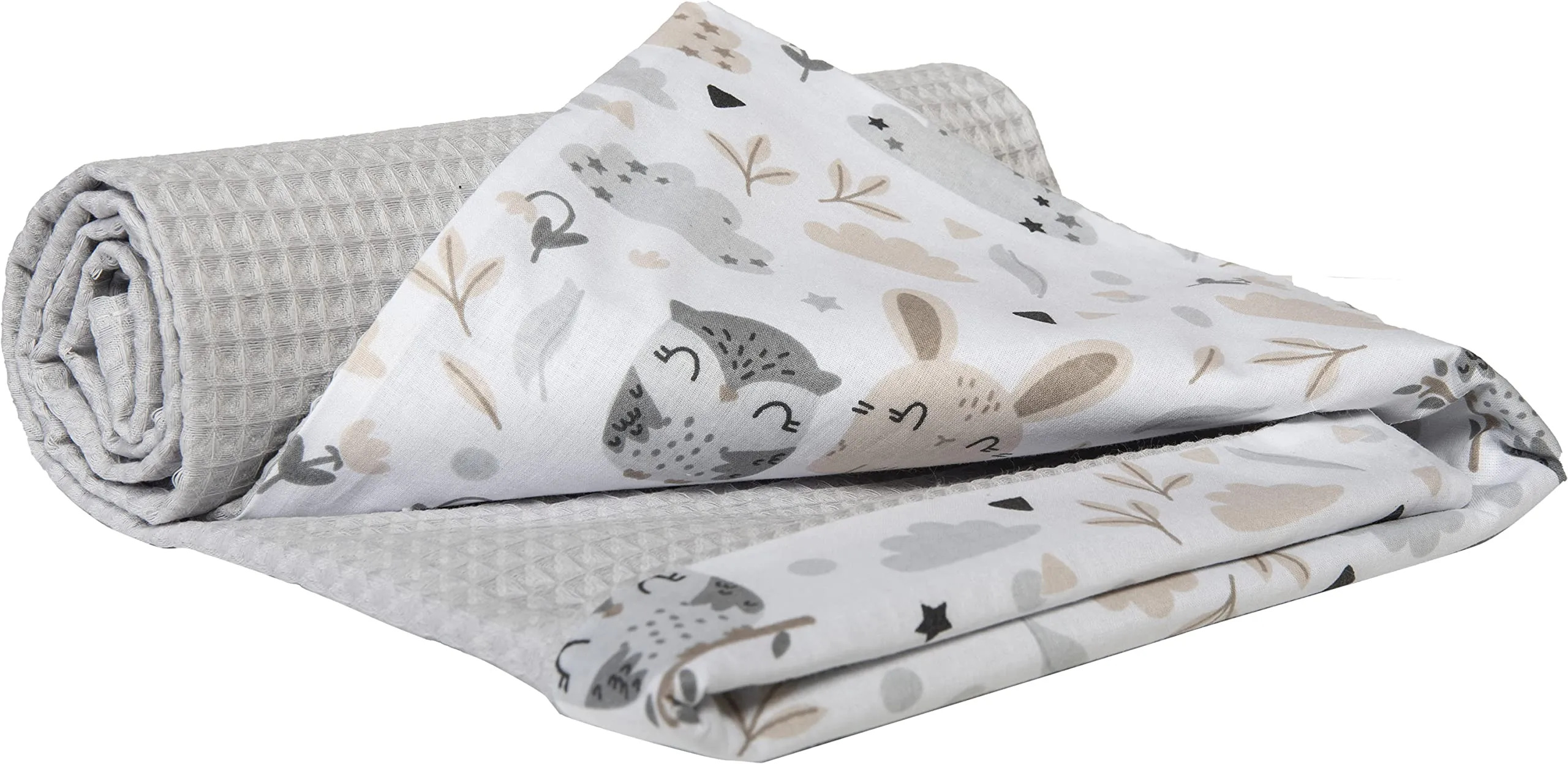 Medi Partners Coperta per Neonata Copertina Neonato per lettino - 100% Cotone 75x100cm naturale Blanket Neonati Invernale Estate Bifacciale Carrozzina Bambino (Radura Con Waffle Grigia)