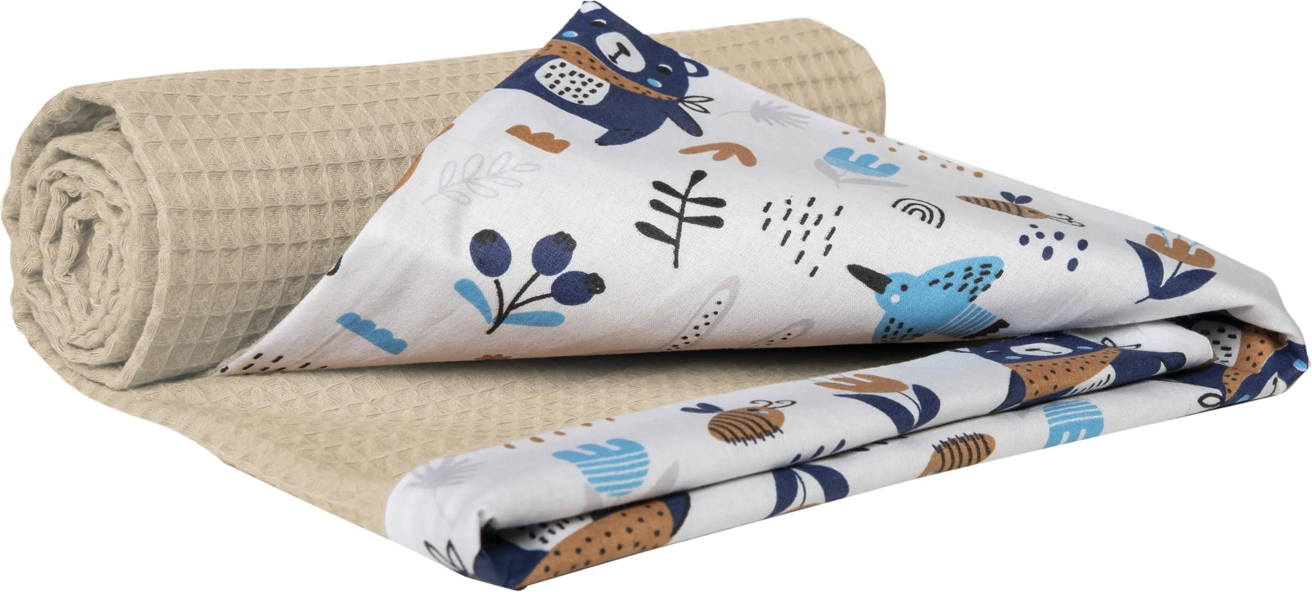 Medi Partners Coperta per Neonata Copertina Neonato per lettino - 100% Cotone 75x100cm naturale Blanket Neonati Invernale Estate Bifacciale Carrozzina Bambino (Boho Con Waffle Marrone)