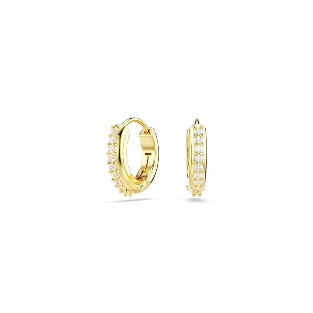 Swarovski Orecchini a cerchio Matrix, Taglio Round, Bianchi, Placcato color oro