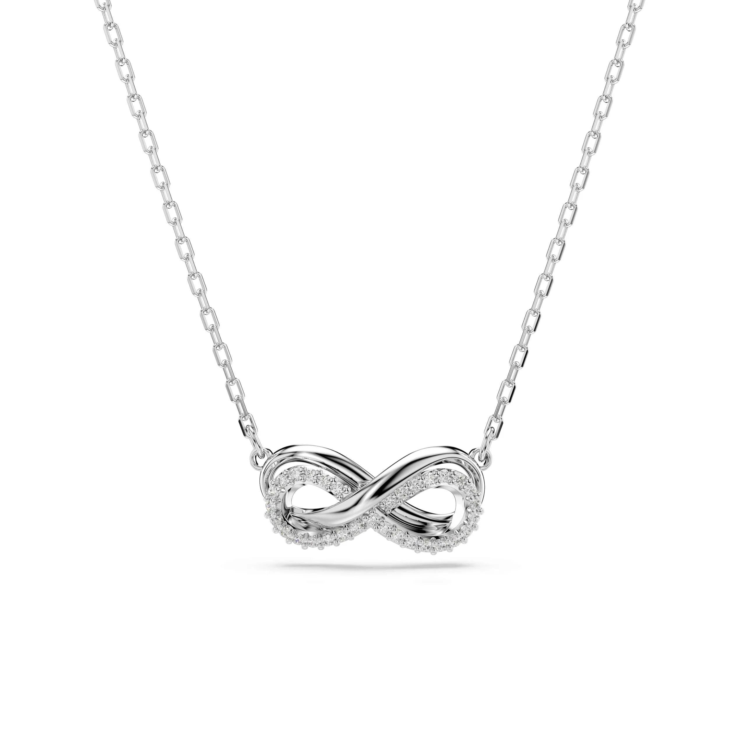 Swarovski Pendente Hyperbola, Pavé, Infinito, Bianco, Placcato rodio