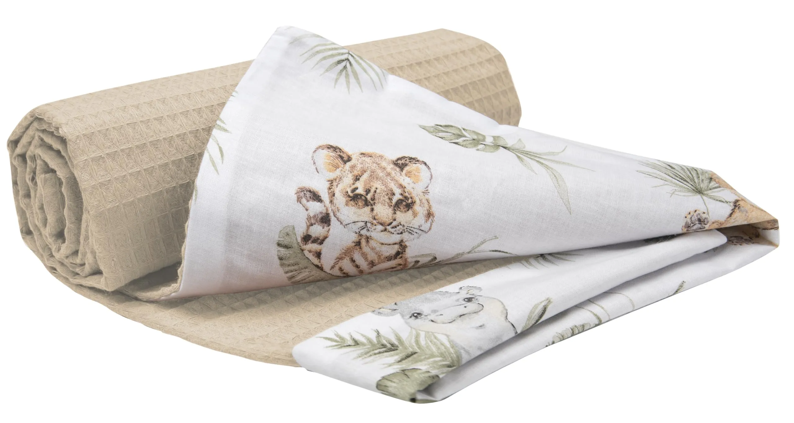 Medi Partners Coperta per Neonata Copertina Neonato per lettino - 100% Cotone 75x100cm naturale Blanket Neonati Invernale Estate Bifacciale Carrozzina Bambino (Safari Di Waffle Marroni)