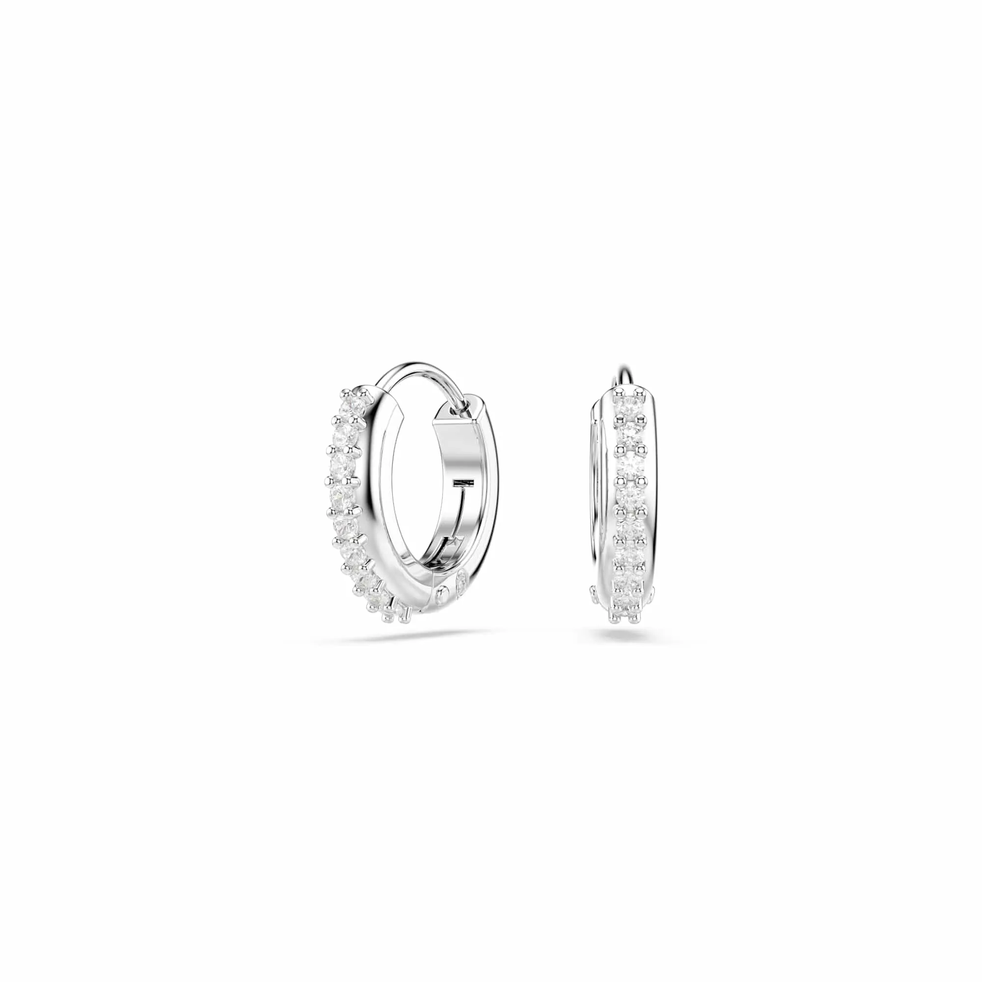 Swarovski Orecchini a cerchio Matrix, Taglio Round, Bianchi, Placcato rodio