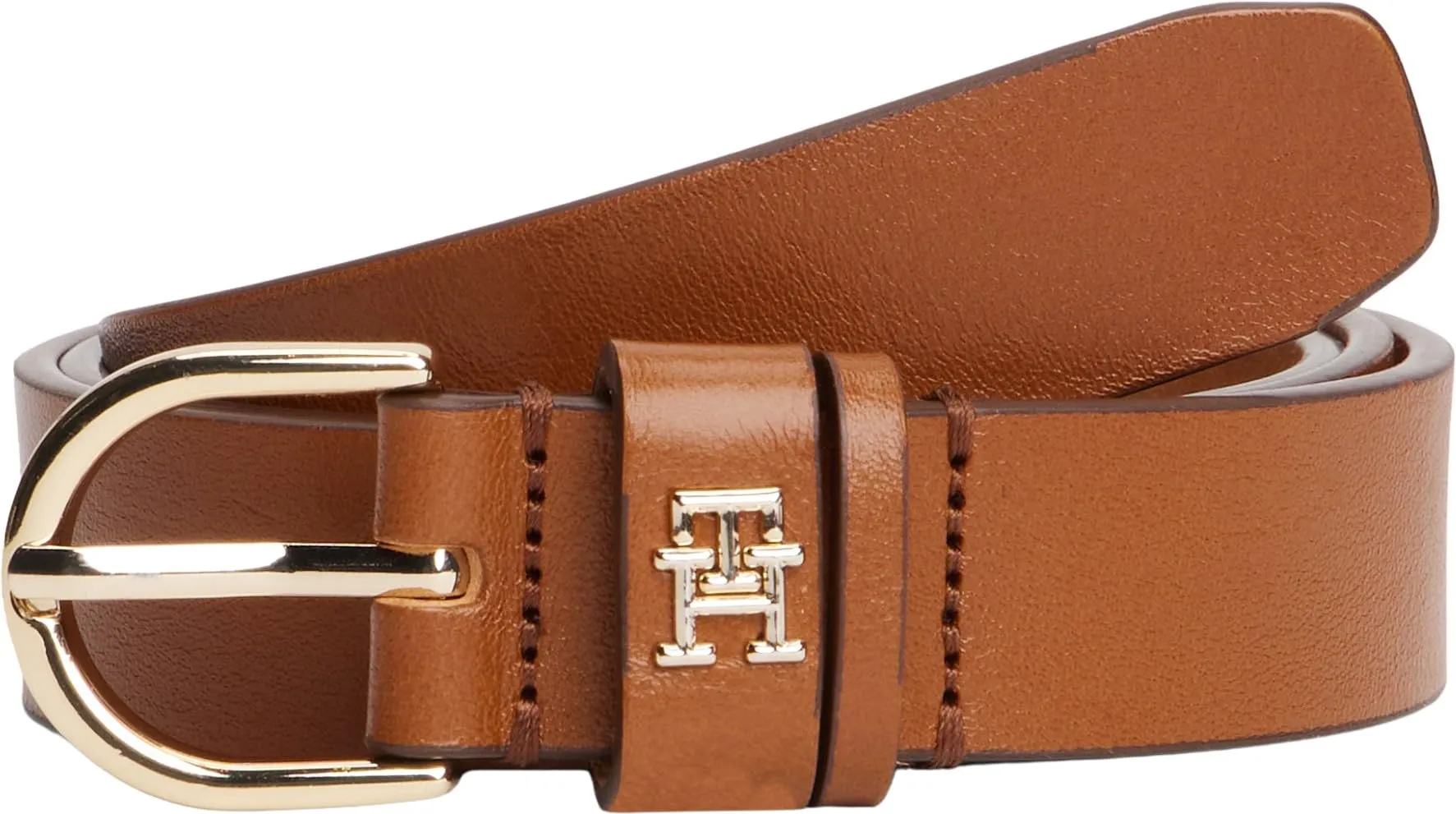 Tommy Hilfiger Donna Cintura Essential Effortless 2,5 cm Cintura in Pelle, Marrone (Cognac), 80 cm