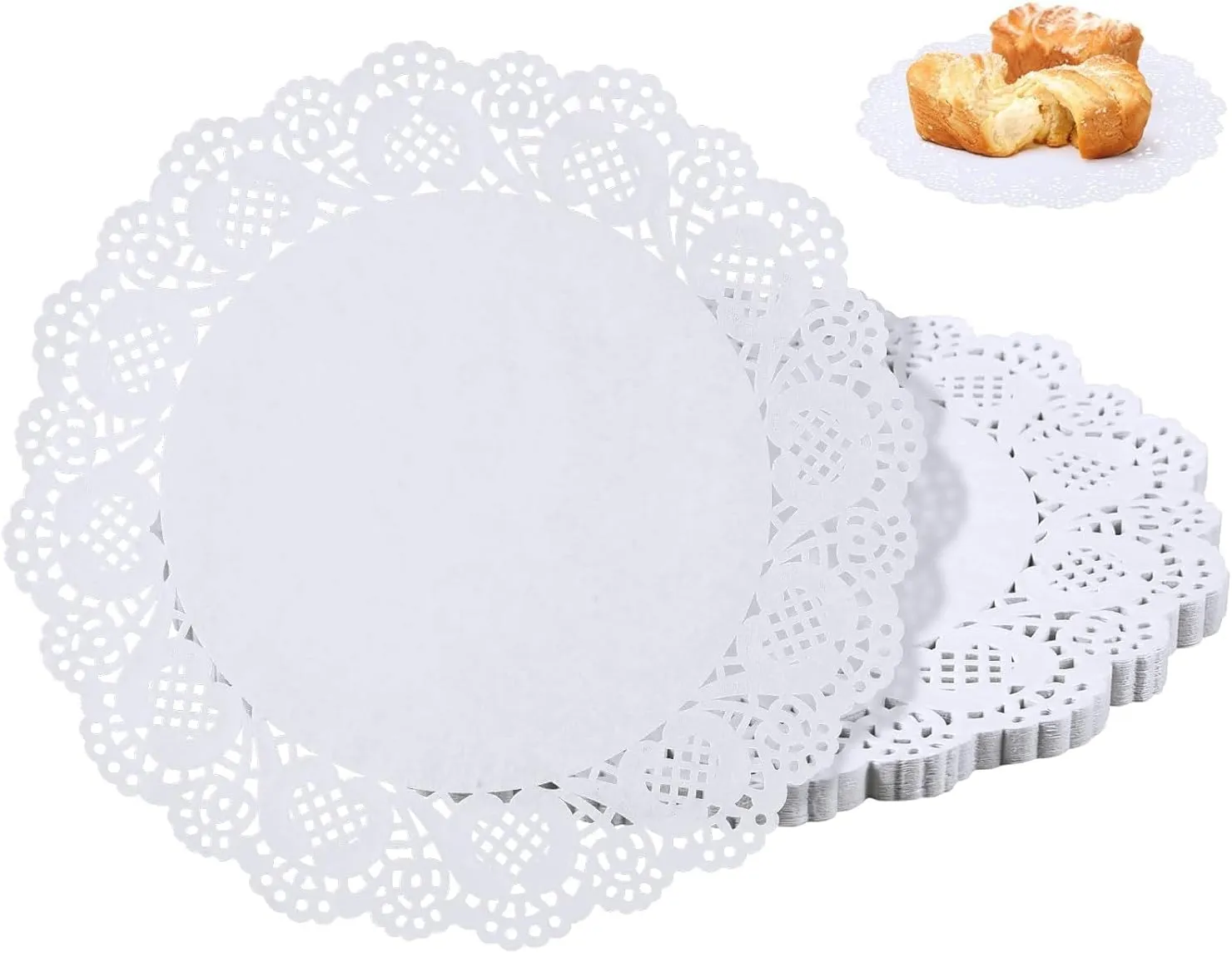 150 sottobicchieri di carta in pizzo bianco da 15 cm, in carta usa e getta, sottobicchieri di carta usa e getta, per buffet, torte, cibi fritti, feste, matrimoni, set di stoviglie usa e getta