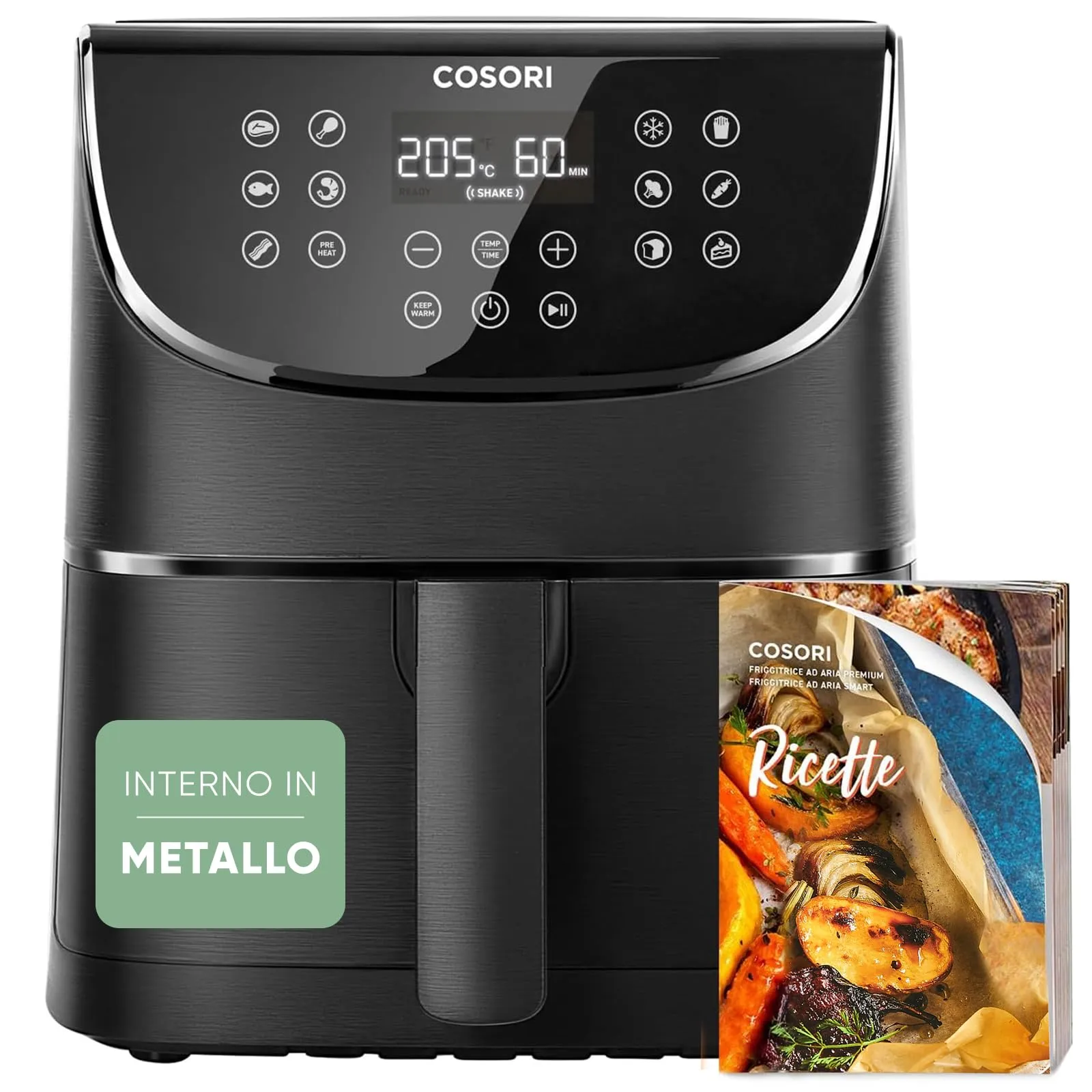 Cosori Friggitrice ad Aria 5,7 L, 13 Funzioni, 97% Meno Olio, 1700W Nero