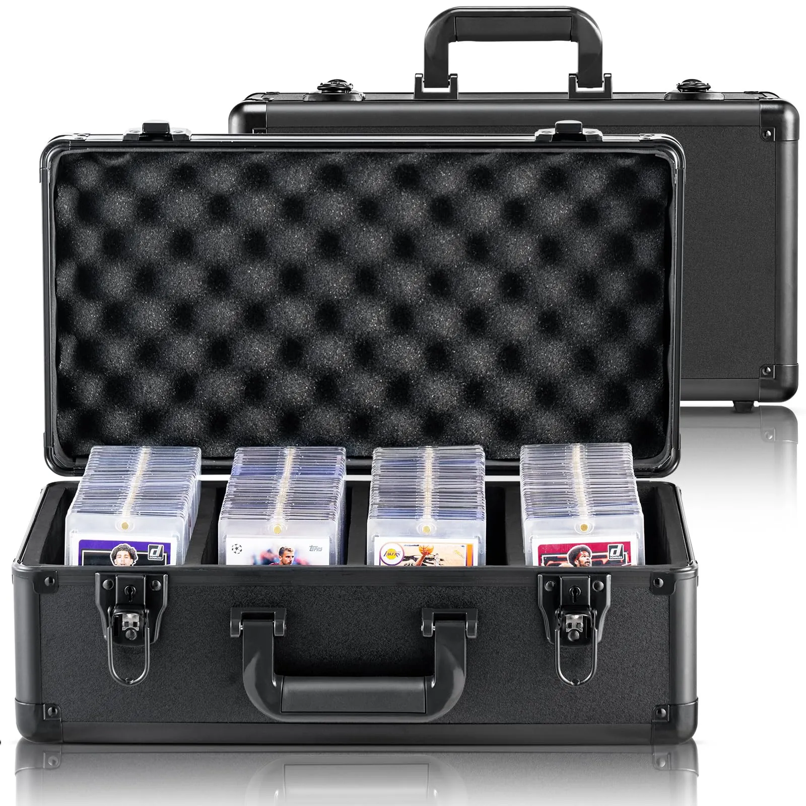VEVOR Scatola Porta Carte Classificate, 4 Fessure, Custodia Porta Carte Sportive Classificate con Chiusura Codificata, per 96 Carte Classificate PSA 68 Carte BGS 76 Carte con Caricamento Superiore