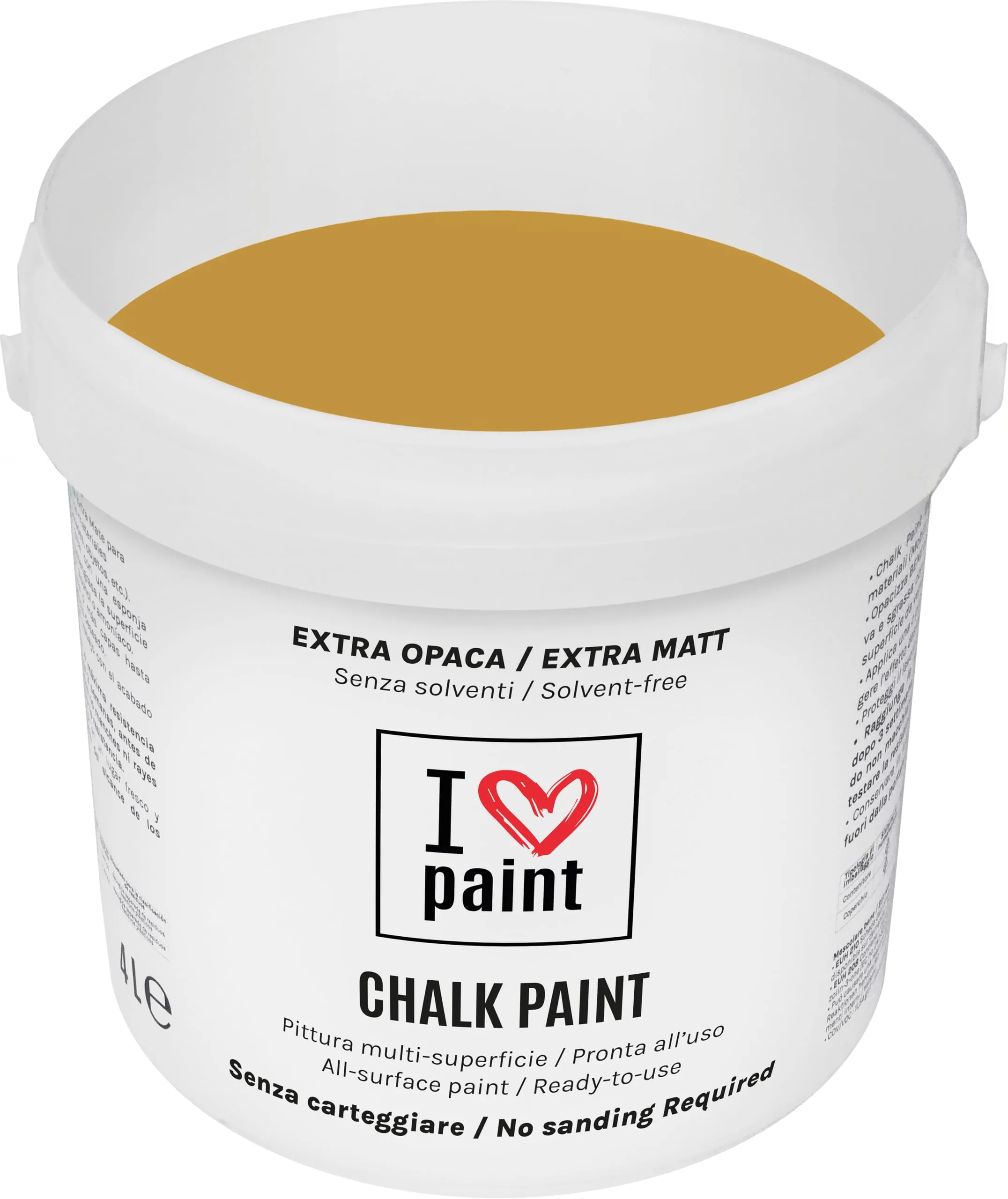 I LOVE CHALK PAINT Colore Giallo Ossido 4 Litri - Senza Carteggiare Colora Mobili, Pareti e Oggetti - Senza solventi e formaldeide – Inodore a base di acqua