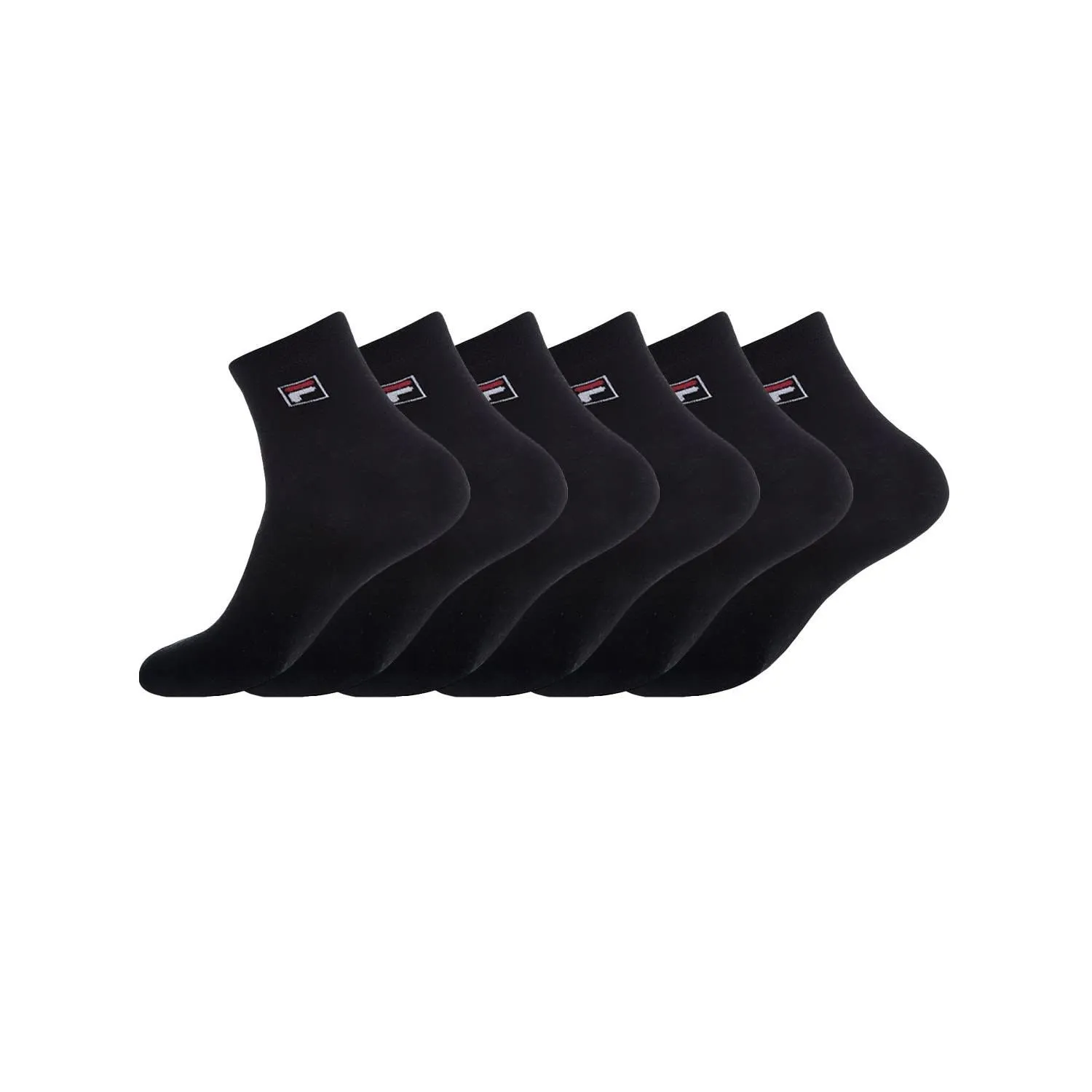 Fila Calzini Uomo e Donna 43-46, Cotone Set di 6, Nero N1