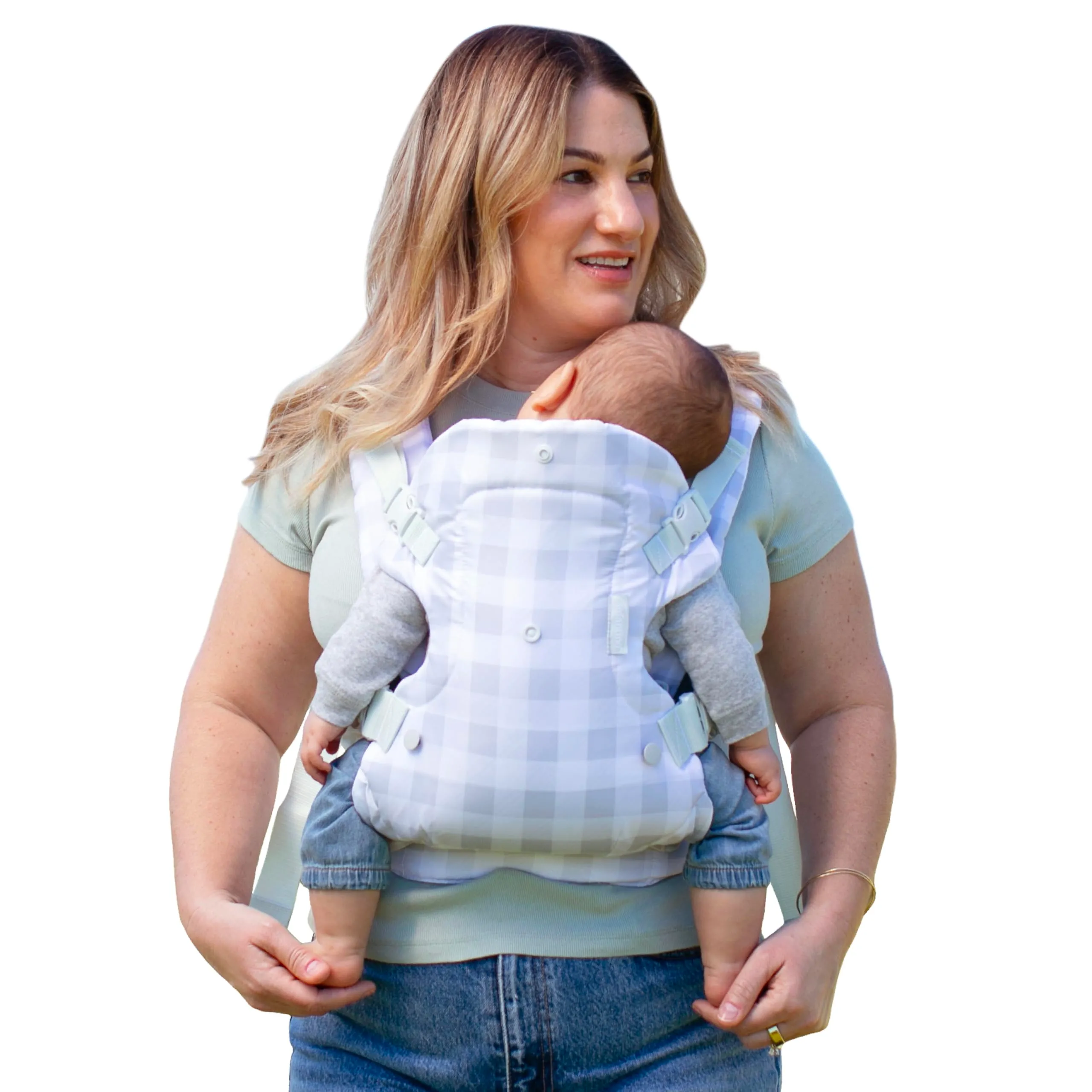 Infantino Marsupio Neonato 4-in-1 Flip Advanced, Marsupio Ergonomico e Convertibile, Trasporto Frontale e Dorsale, Cinghie Regolabili per Bambini da 3,6 a 14,5 kg, Gingham