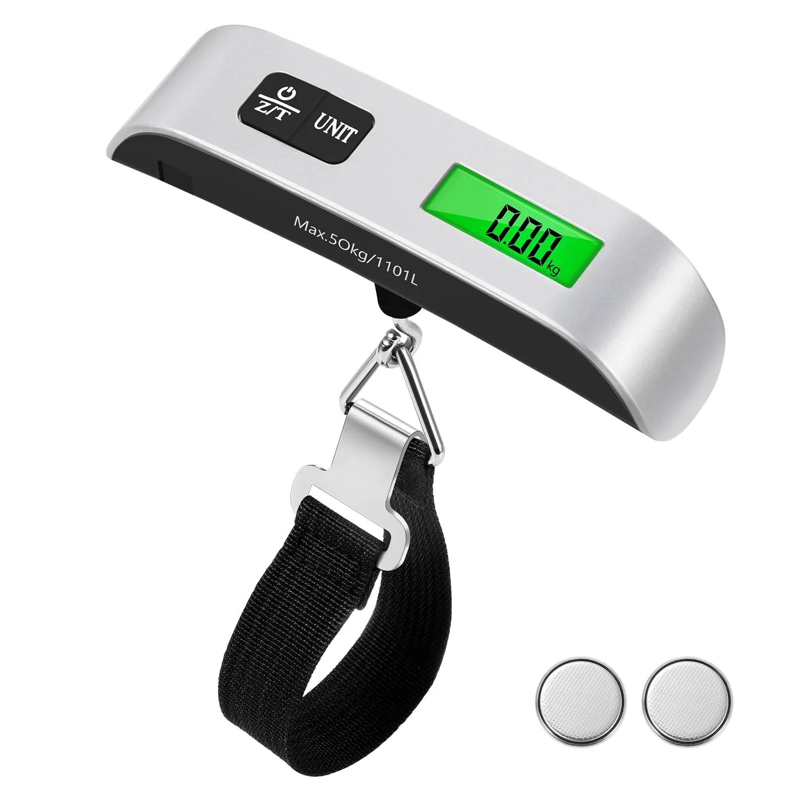 Brencco Pesa Valigia da Viaggio, Bilancia per Valigie 110lb/50kg, Elettronica Digitale Funzione Tara LCD Display per Viaggi All'aperto Casa