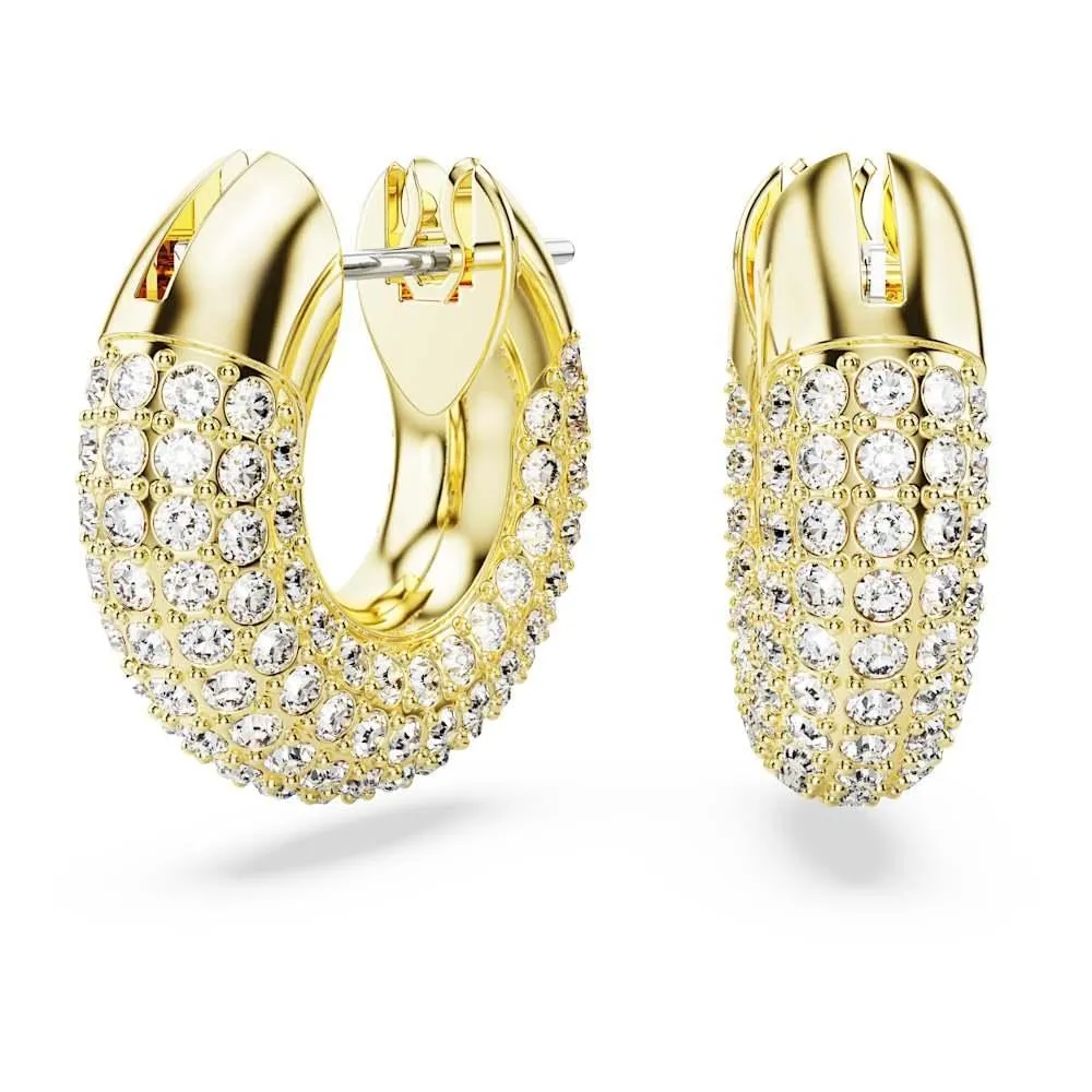 Swarovski Orecchini a cerchio Dextera, Piccoli, Bianchi, Placcato color oro