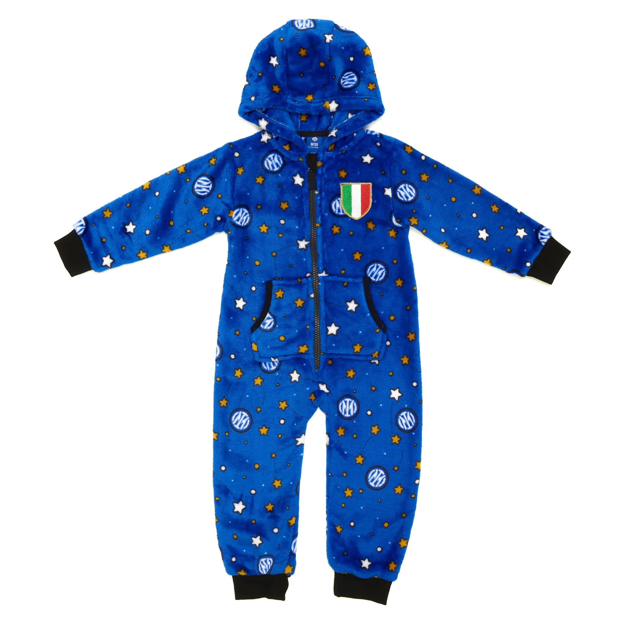 Inter - Tuta Jumpsuit Neonato, Stelle, Scudetto. Regalo Perfetto per piccoli Tifosi. Ottima idea regalo per tenere al caldo il tuo Piccolo/a Interista con Stile. Prodotto Ufficiale