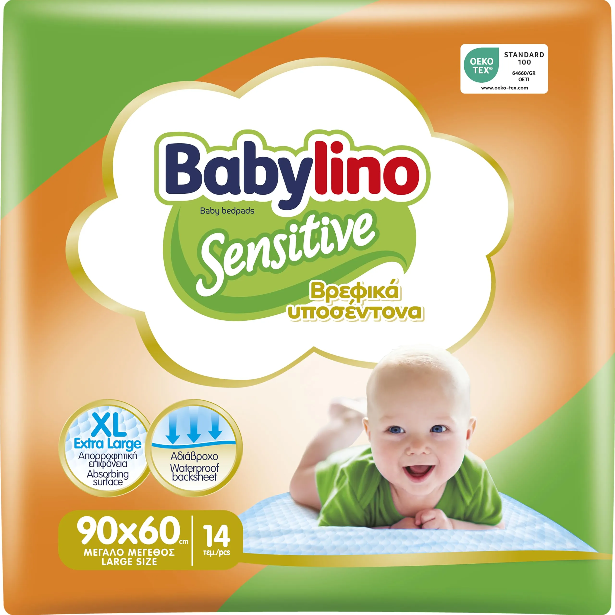 Babylino Sensitive Teli Cambio 90x60cm, Traversine letto con assorbenza extra, 14 Unità