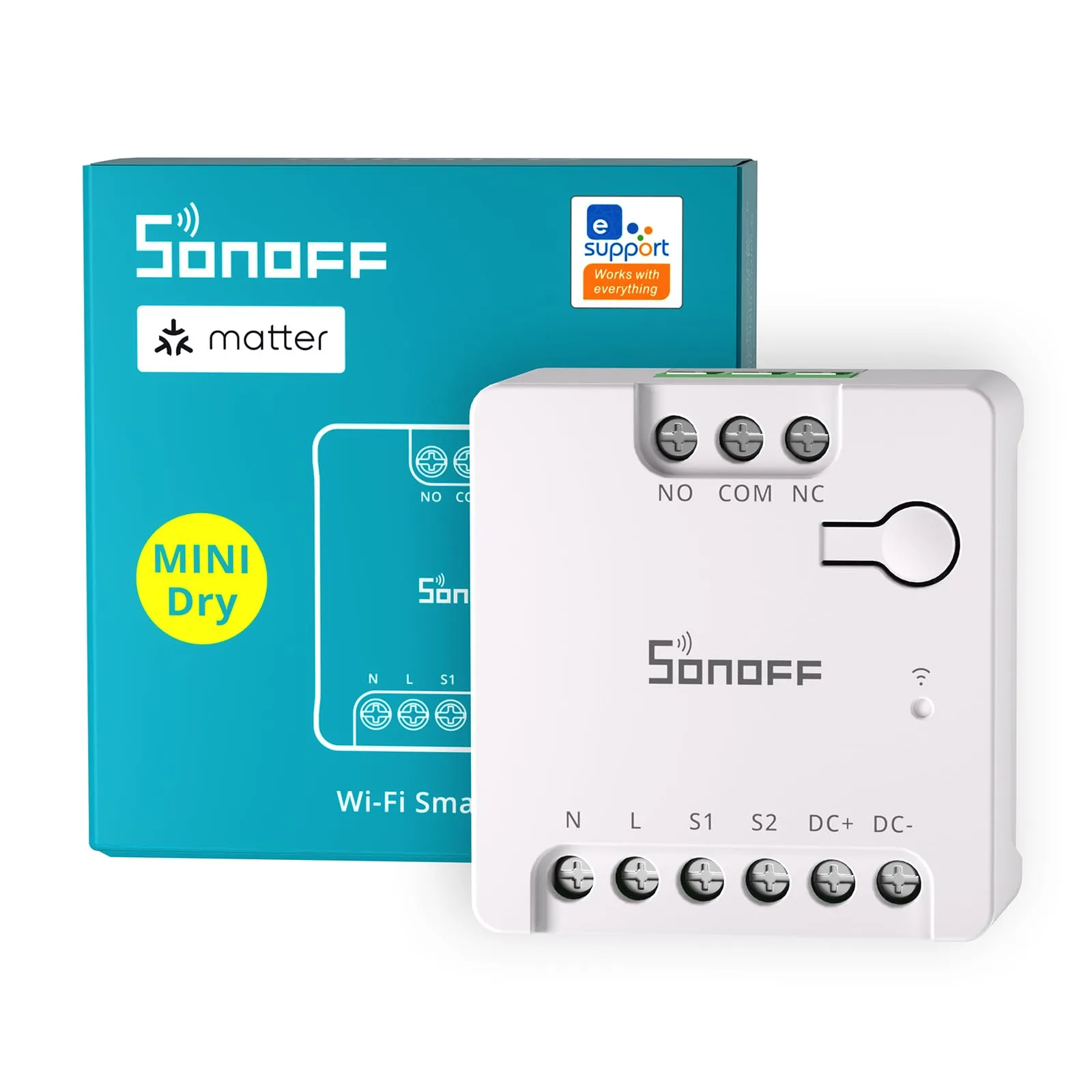 SONOFF Contatto Pulito MINI-D Interruttore Intelligente | WiFi 2.4G | 8W | Protocollo Matter compatibile con Alexa, Google Home, Home Assistant | Per porte di garage, controllo caldaia, ecc.Senza hub