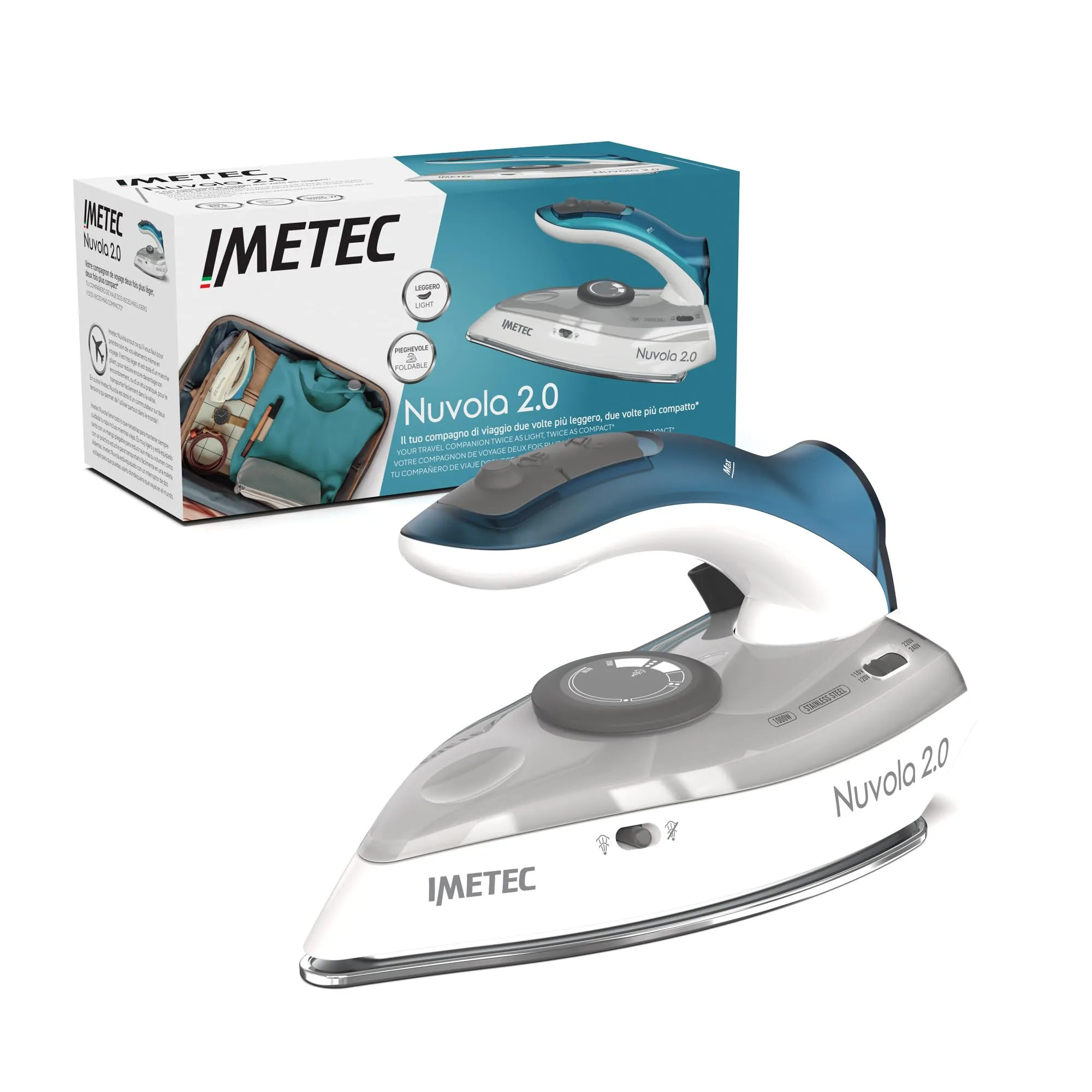 Imetec Nuvola 2.0 – Ferro da stiro da viaggio a vapore 1000W