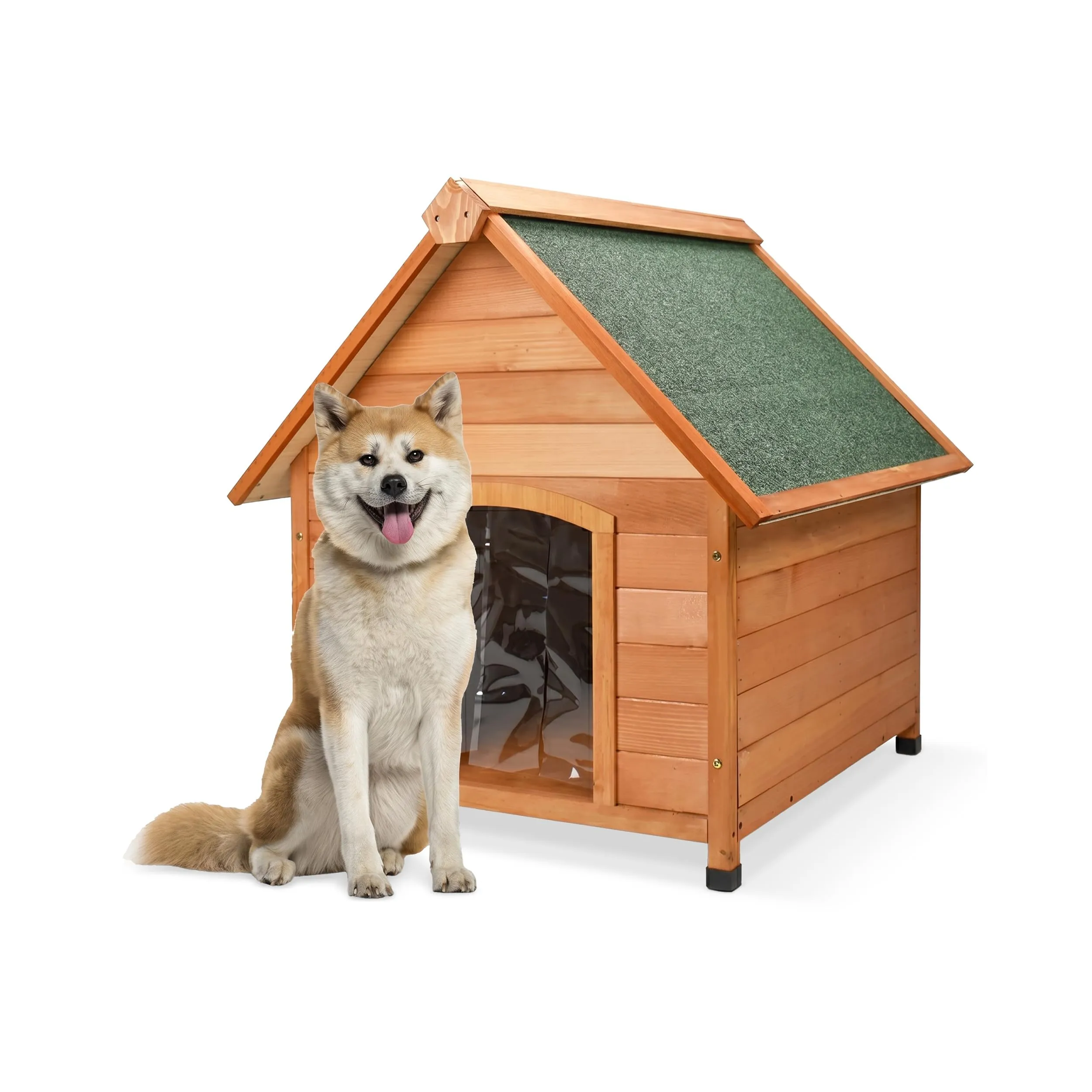 AQPET Cuccia Cani in Legno da Esterno XL, Tetto Spiovente, 91x126x104 cm