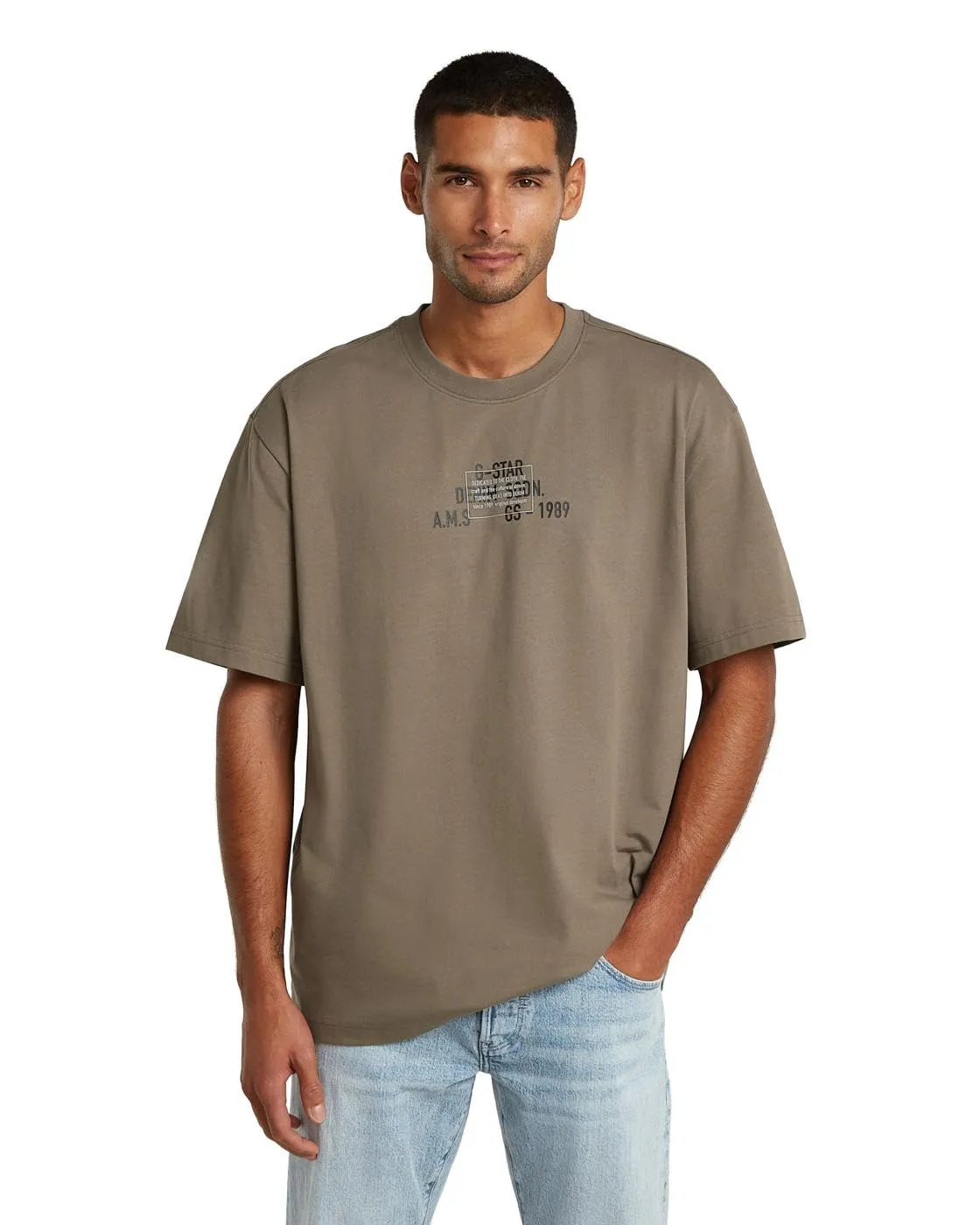 G-Star Raw C.V. Multi Technique gr Relaxed r t T-Shirt, Brown, XXL Men's